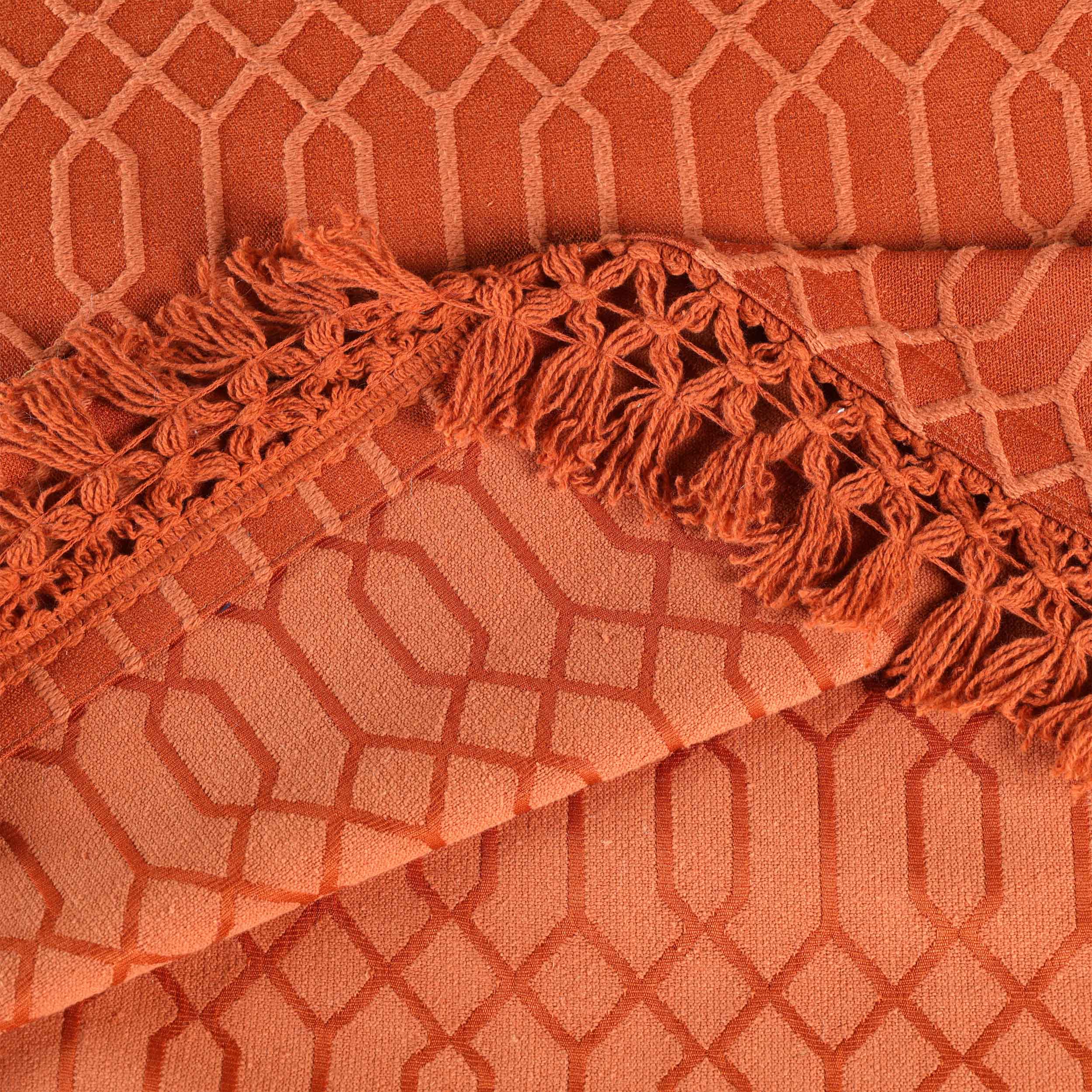 Remi Cotton Blend Jacquard Woven Geometric Fringe Bedspread Set - Queen Size Luxury Bed Cover for Modern Bedroom Decor | Perfect for Master Bedroom, Guest Room & Dorm