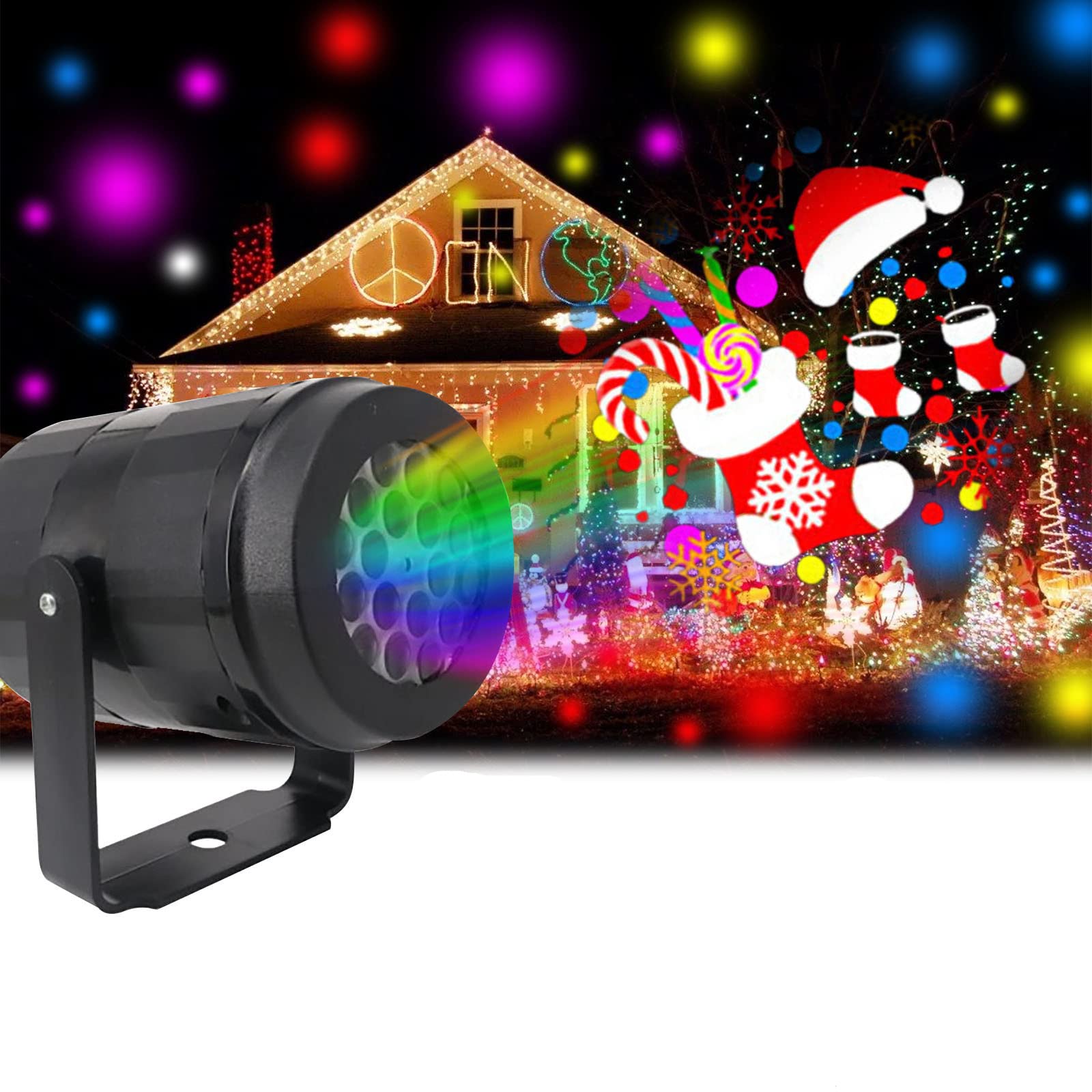 Kaadlawon Upgraded LED Projector Lights - Waterproof Outdoor Landscape Lamp with Bell, Snowman & Snowflake HD Projections | Rotating Snow Light for Christmas, Halloween, Parties, Birthdays & Garden Decor