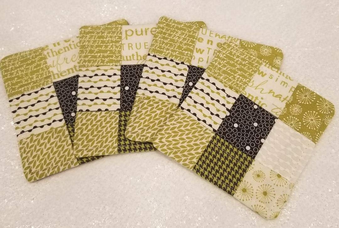 Pure Lime Quilted Coasters Set of 4 - Absorbent & Durable Drink Coasters for Coffee Tables, Bars & Home Decor - Perfect for Parties, Dining & Protecting Furniture