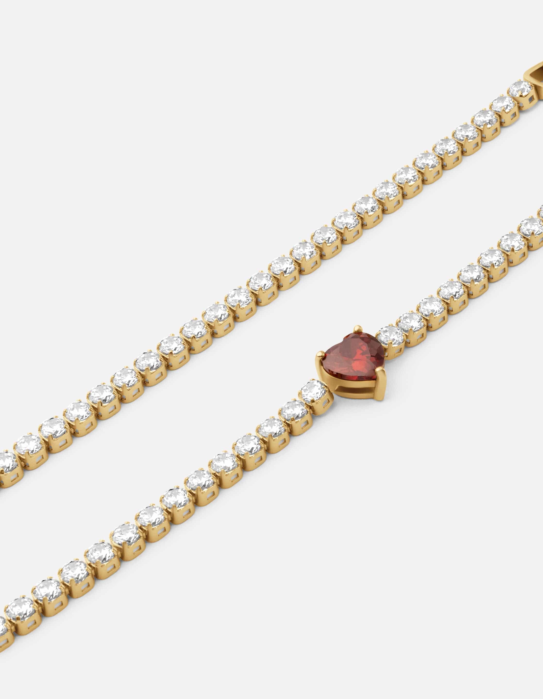 Philo Heart Tennis Choker Necklace - 14K Gold Vermeil with Genuine Topaz & Garnet Gemstones | Elegant Jewelry Gift for Women, Perfect for Date Night & Special Occasions