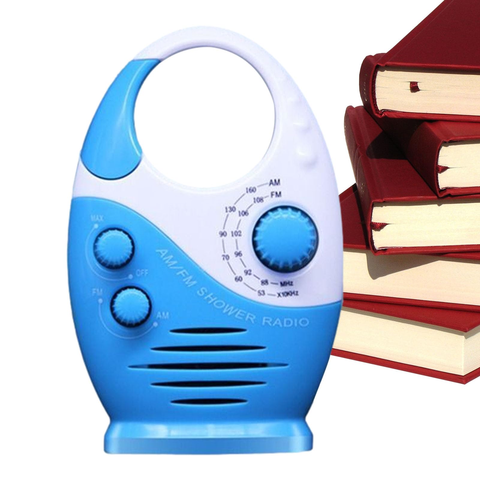 Kasmole Waterproof Outdoor Radio - Portable FM Radio with Bluetooth, Lightweight Mini Speaker for Shower, Bathroom, Beach, Pool & Hot Tub | Perfect for Camping, Hiking & Water Activities