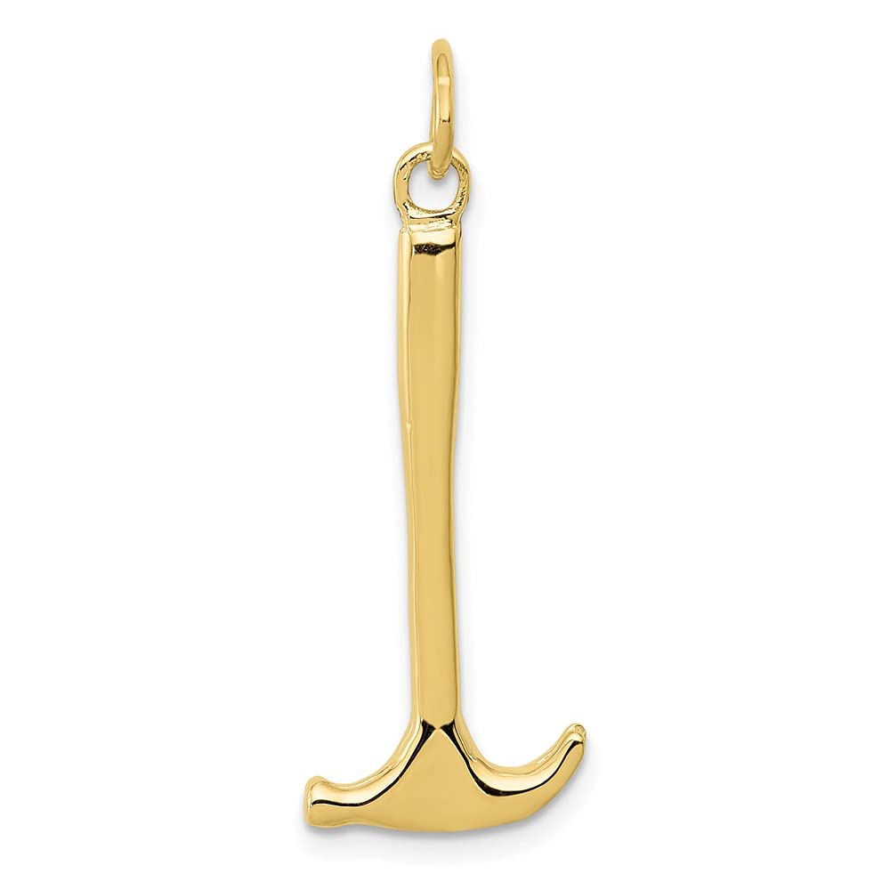 10K Yellow Gold Hammer Charm Pendant - 30mm x 15mm Themed Jewelry for Men & Women - Perfect for Gifts, DIY Jewelry Making, and Everyday Wear
