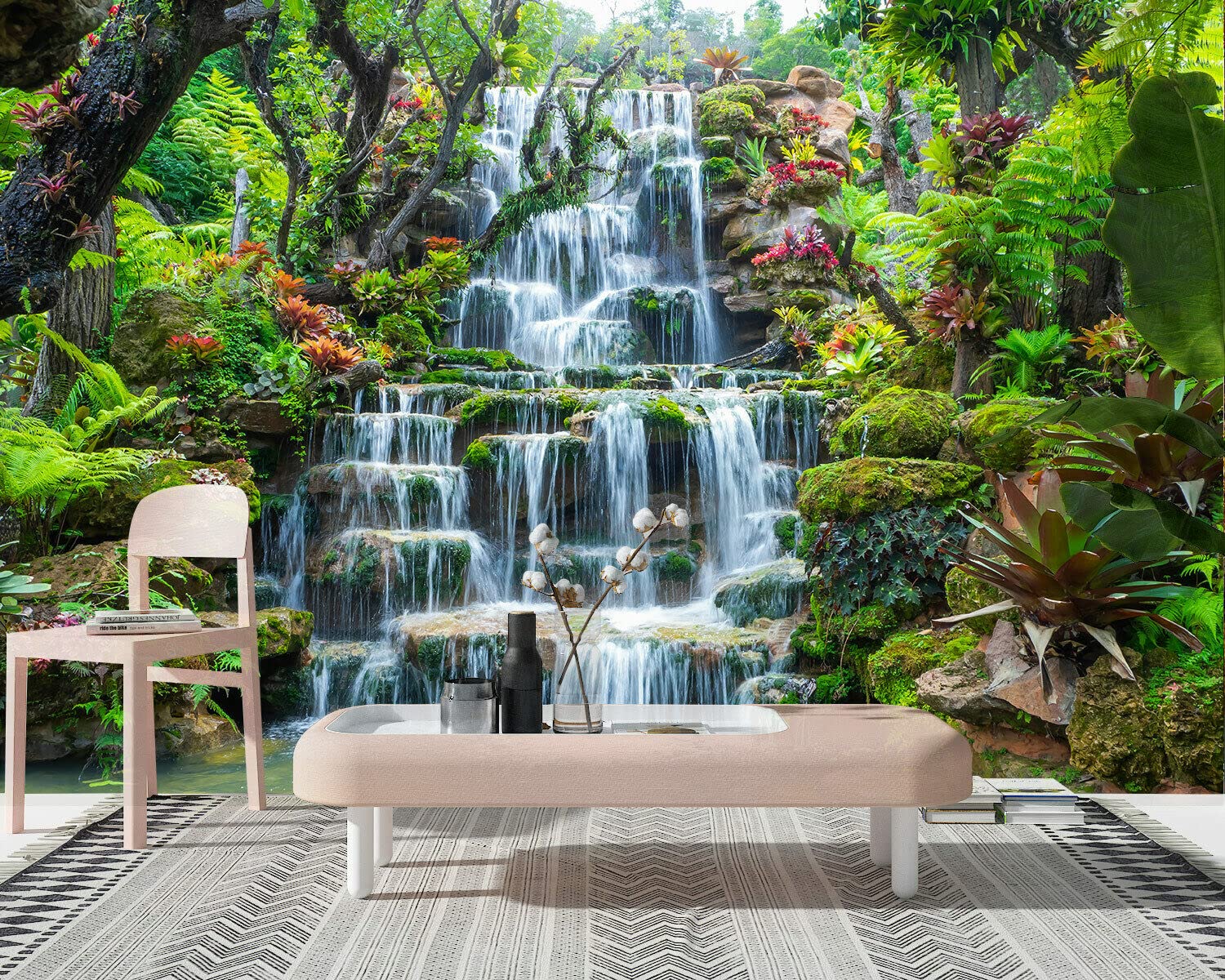 3D Mountain Spring Waterfall Self-Adhesive Wall Mural - Natural Landscape Removable Wallpaper Sticker - Large 118x78.7 Inch Home Decor for Living Room, Bedroom & Office