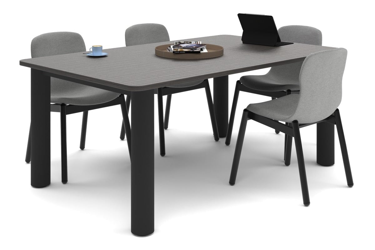 Modern Quadro Cylinder Leg Boardroom Rectangle Table with Rounded Corners - 1800L x 1100W - Perfect for Conference Rooms, Office Meetings & Executive Workspaces