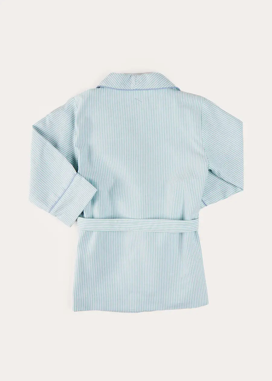 Rochester Striped Green Dressing Gown for Kids (18 Months to 10 Years) - Cozy Loungewear for Bedtime & Relaxation at Home