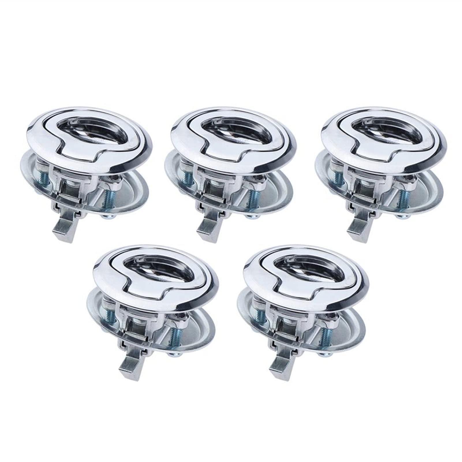 5PCS Marine Stainless Steel RV Door Cabinet Lock Flush Pull Locker Hatch Latch Lift Handle - Heavy Duty Flush Mount Boat Yacht Door Window Tool (Silver) - Perfect for Marine, RV, and Cabinetry Applications