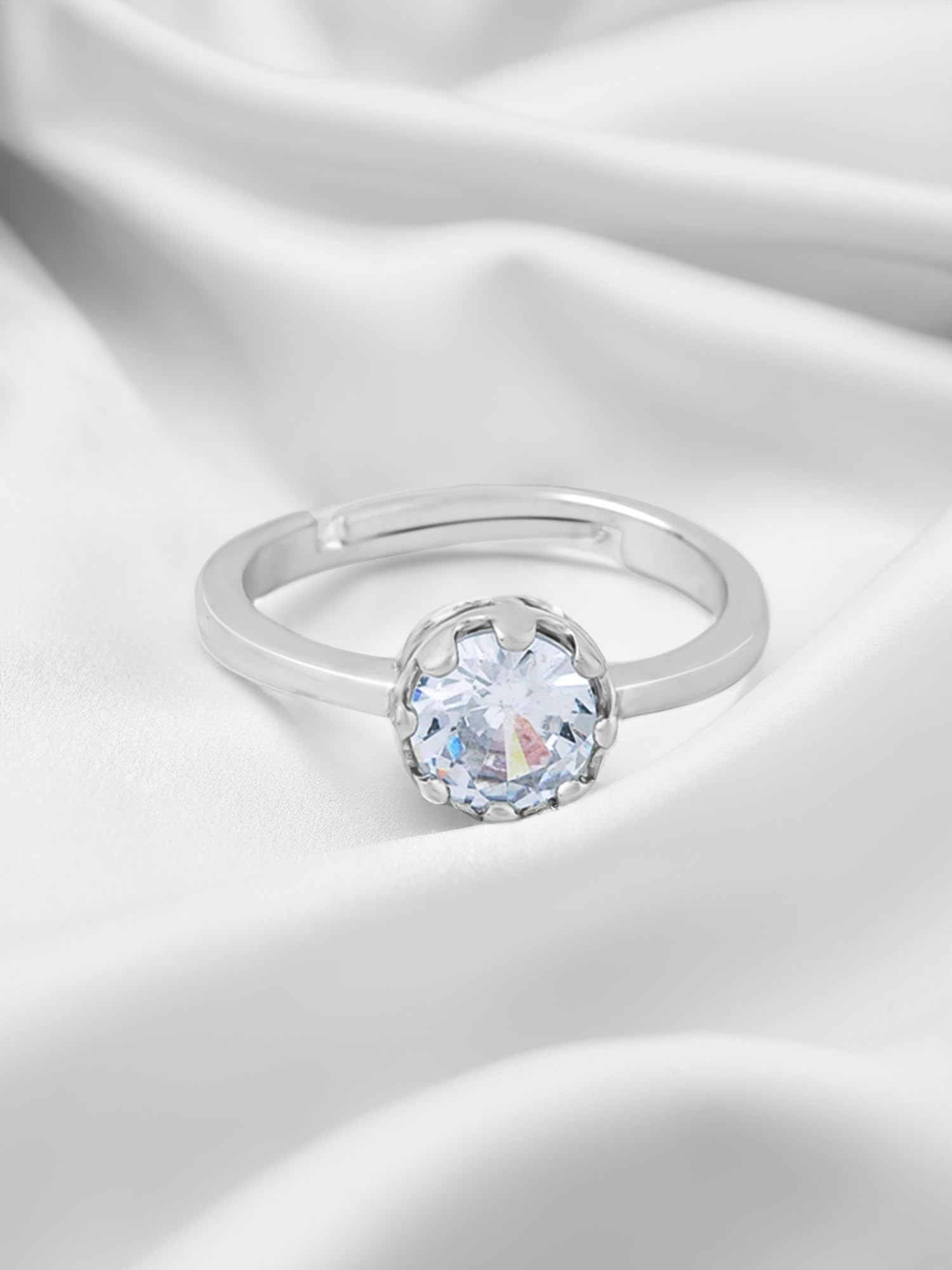 Adjustable Crystal Yellow Chime Rings for Women & Girls - Silver & Rose Gold Plated Rings | Perfect Birthday, Anniversary, Valentine's Day Gift for Wife, Girlfriend | Elegant Jewelry for Everyday Wear & Special Occasions