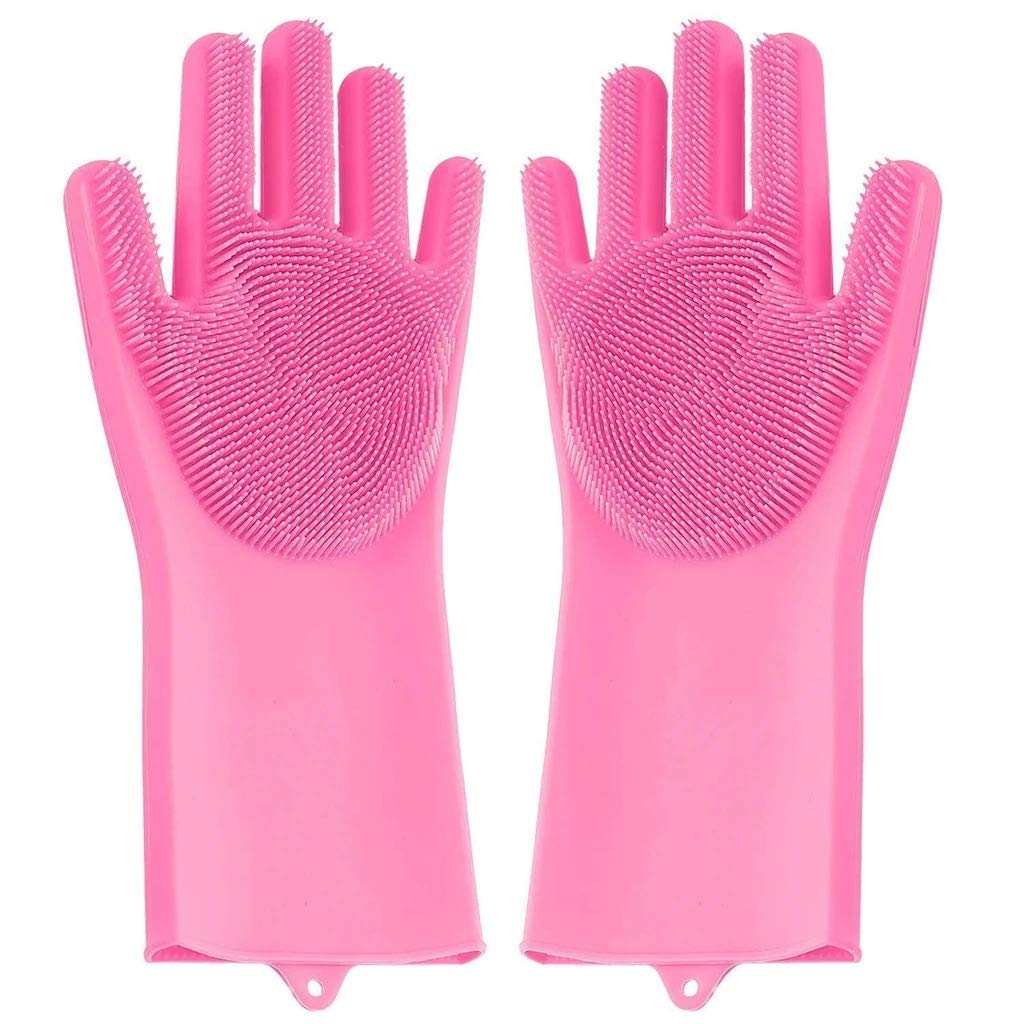 DarkShri Reusable Silicone Cleaning Brush Gloves - Heat Resistant Kitchen Scrubber Gloves for Washing Dishes, Pots & Pans (Multicolor) - Perfect for Dishwashing, Grill Cleaning & Household Chores