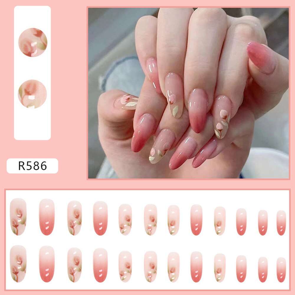 24pcs Matte Green False Nails with Glue - Long Press On Nail Tips for Manicure | Removable & Reusable | Perfect for Parties, Weddings, and Daily Fashion Looks