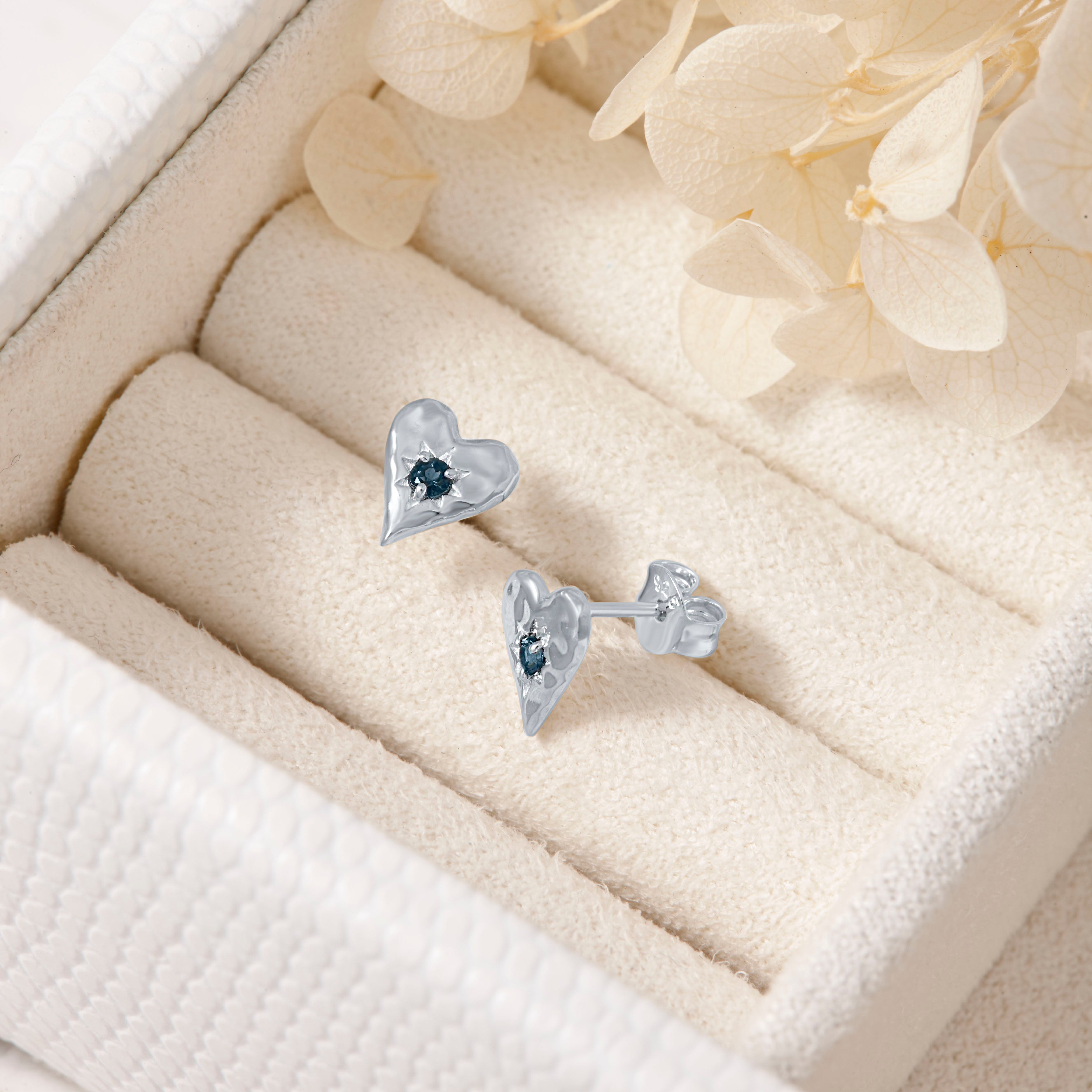 Love Heart London Blue Stud Earrings - Elegant Cubic Zirconia Studs for Women | Perfect for Valentine's Day, Anniversary & Everyday Wear