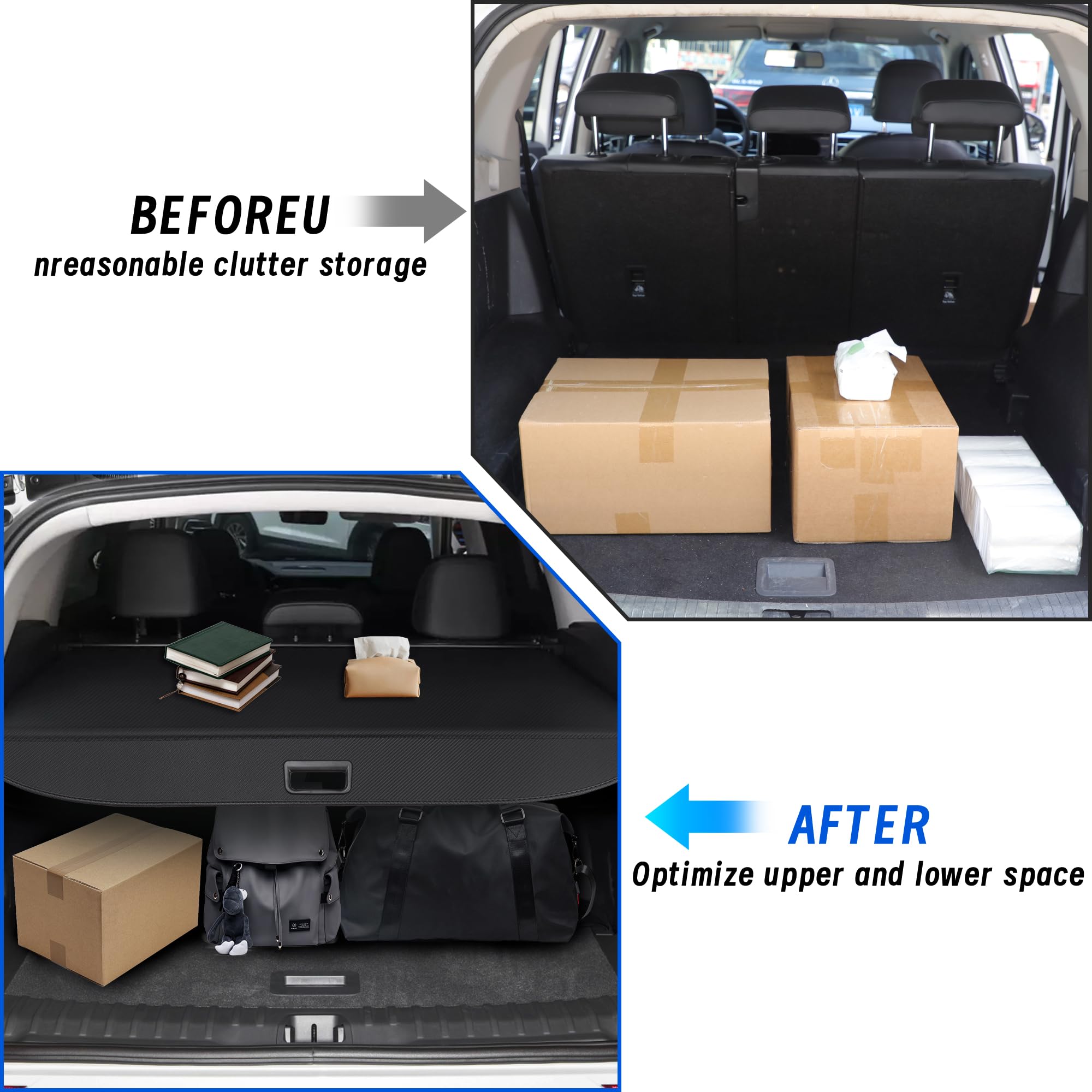 Universal Retractable Cargo Cover for Ford Edge 2015-2024 - Waterproof Trunk Organizer, Luggage Security Shield & UV Protection Shade - Perfect for Road Trips, Grocery Storage & Pet Safety