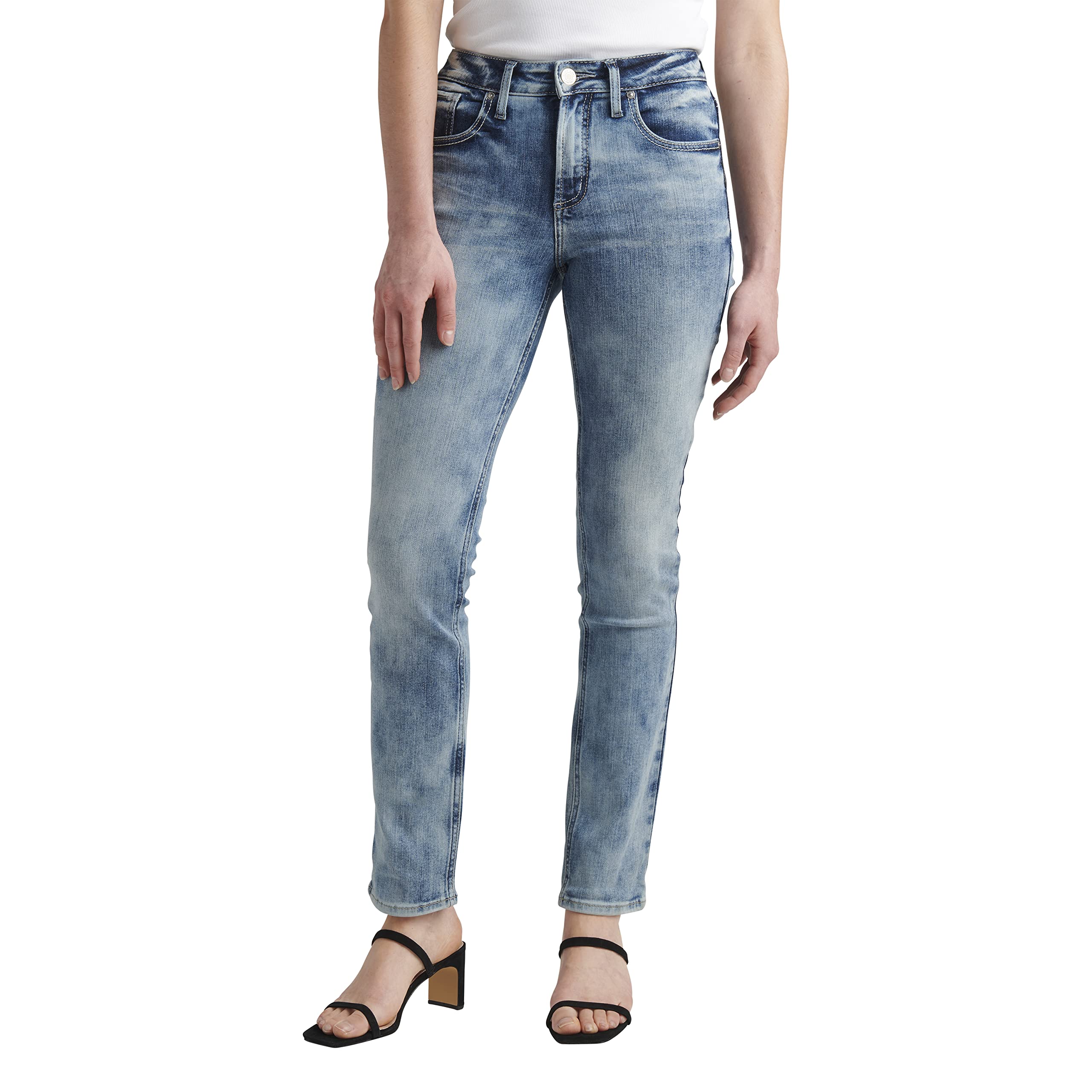 Silver Jeans Co. Women's Avery High Rise Straight Leg Jeans - Comfortable & Stylish Denim Pants for Casual Wear, Office & Everyday Outfits