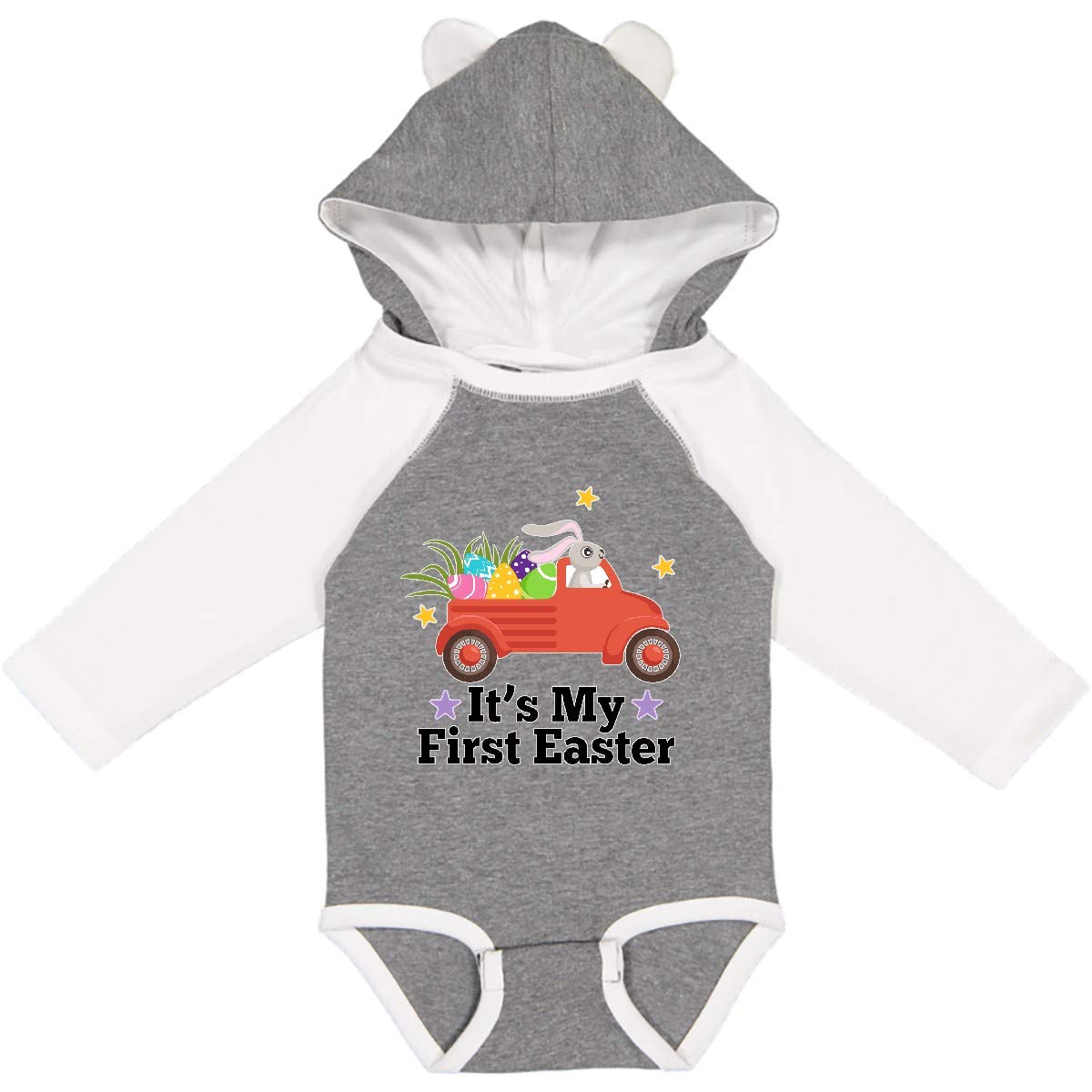 Inktastic First Easter Bunny Egg Truck Long Sleeve Baby Bodysuit - Adorable Easter Outfit for Newborns & Infants - Perfect for Easter Photos, Family Gatherings & Spring Celebrations