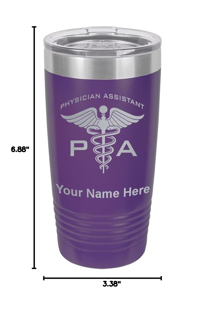 LaserGram 20oz Vacuum Insulated Stainless Steel Tumbler Mug with Personalized Engraving - Perfect Gift for PA Physician Assistants, Nurses & Healthcare Professionals - Keeps Drinks Hot/Cold for Hours - Ideal for Office, Hospital & Outdoor Use (Dark Purple)