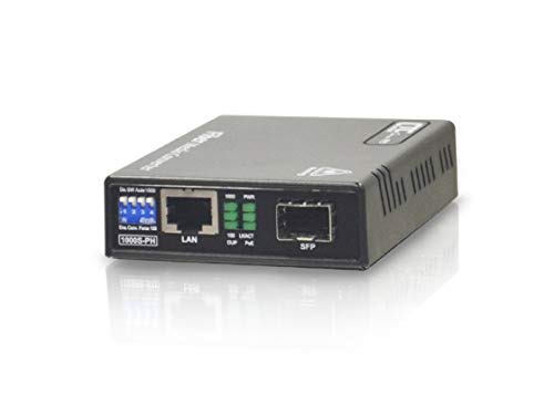 FMC-1000S-PH Gigabit Ethernet Media Converter | 10/100/1000BaseTx to SFP Fiber Converter with 30W PoE+ Injector | Ideal for Network Upgrades, Data Centers & Office Connectivity