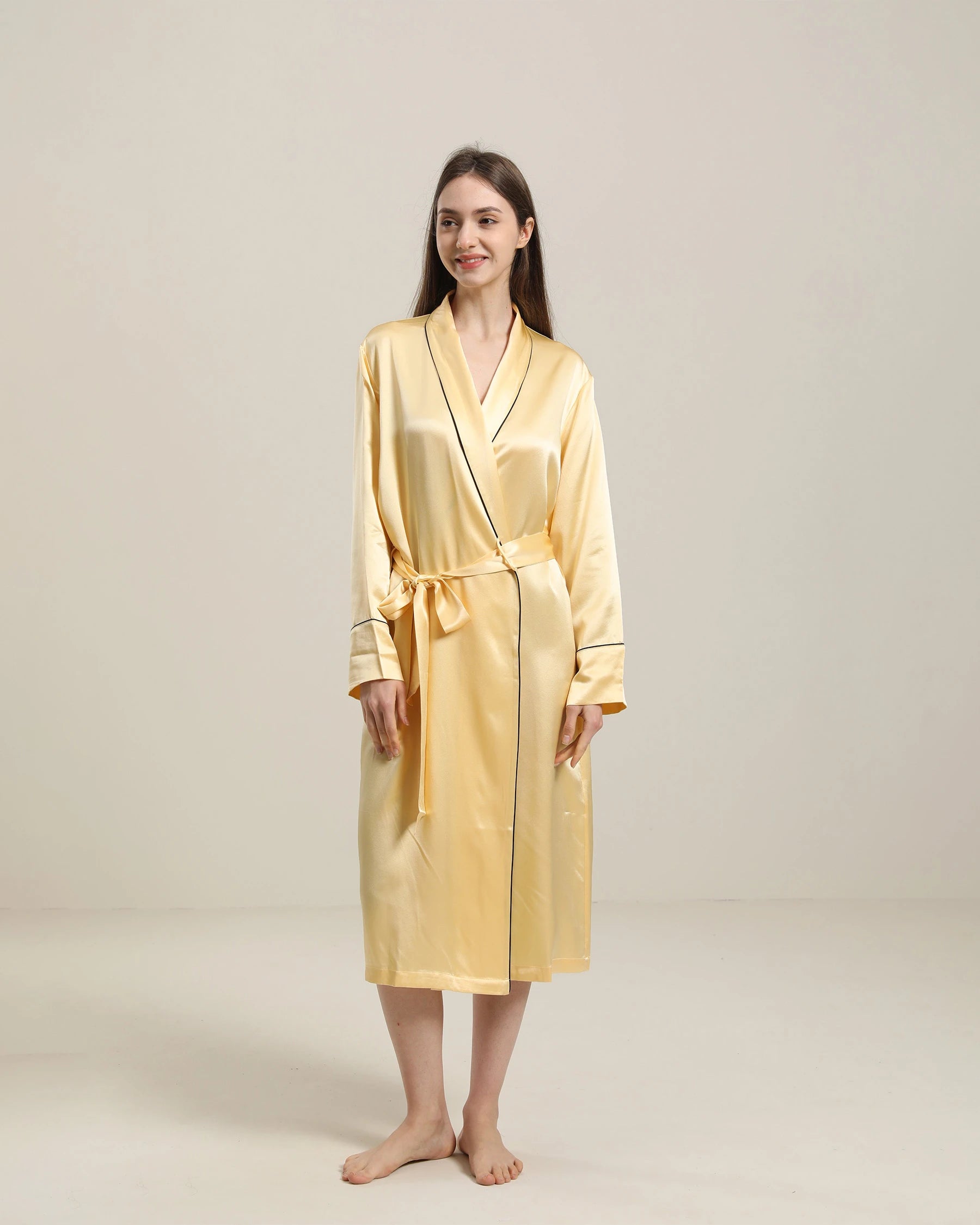 22 Momme Pure Silk Robe for Women - Luxurious Full Length & Trim Design - Perfect for Spa, Bridal, and Relaxation at Home