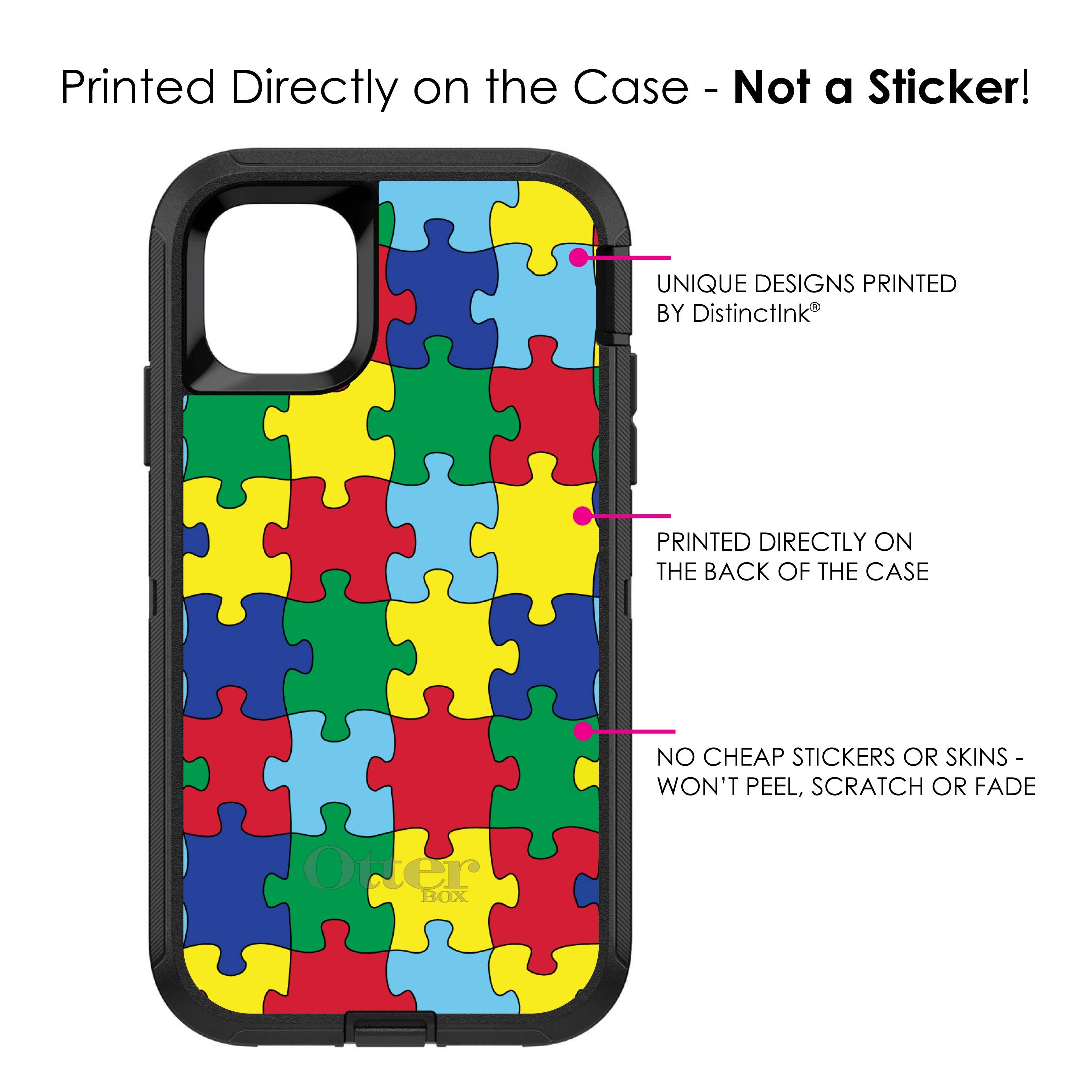 DistinctInk iPhone 11 Pro Case (5.8 Inch) - Durable Protective Cover with Autism Awareness Puzzle Design - Replacement for OtterBox Defender - Perfect for Daily Use, Work & Outdoor Activities