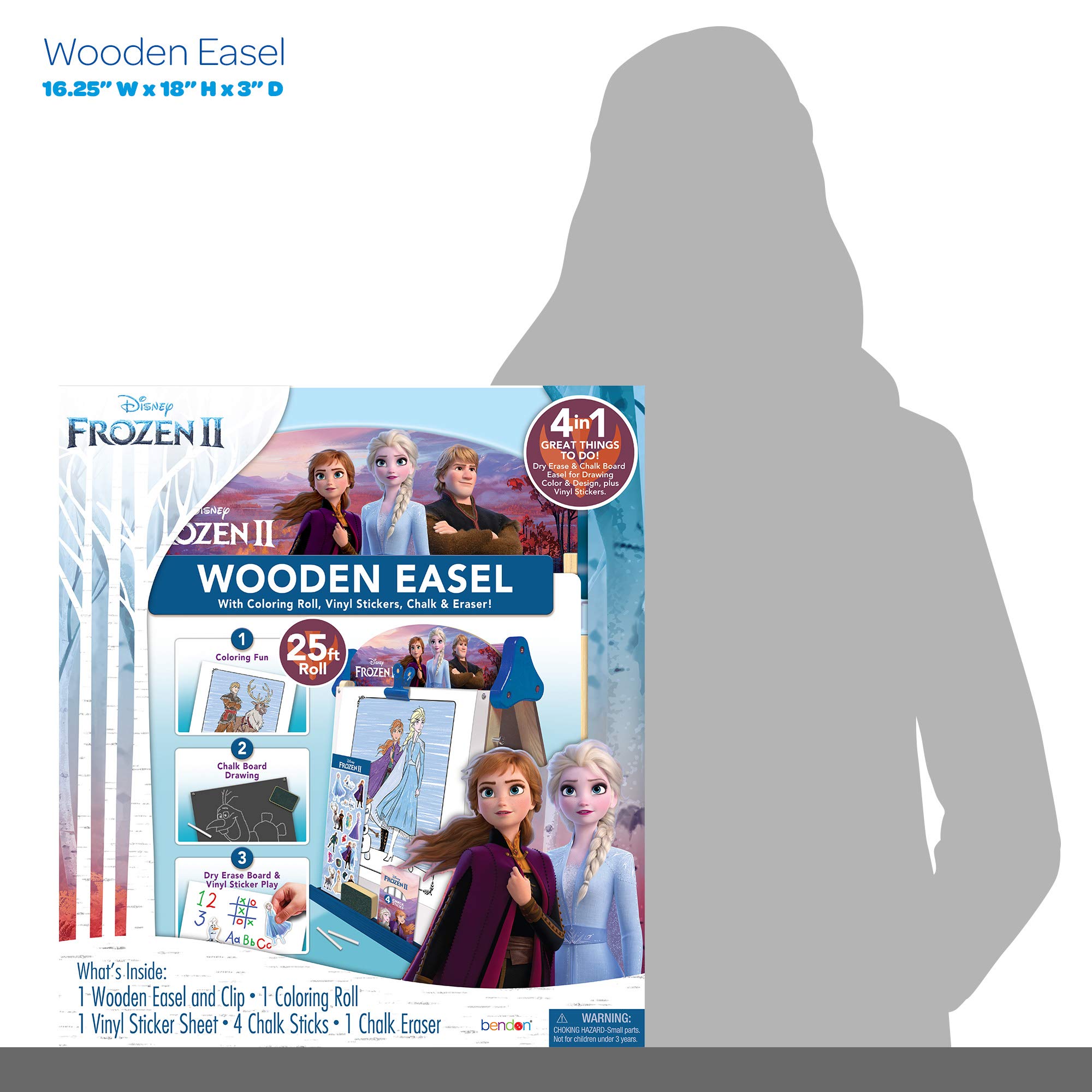 Disney Frozen 2 Double-Sided Wooden Art Easel with 25-Foot Coloring Paper Roll - Kids Drawing Board for Home & Classroom (AS46283, Multicolor) - Perfect for Birthday Gifts, Art Projects & Creative Play