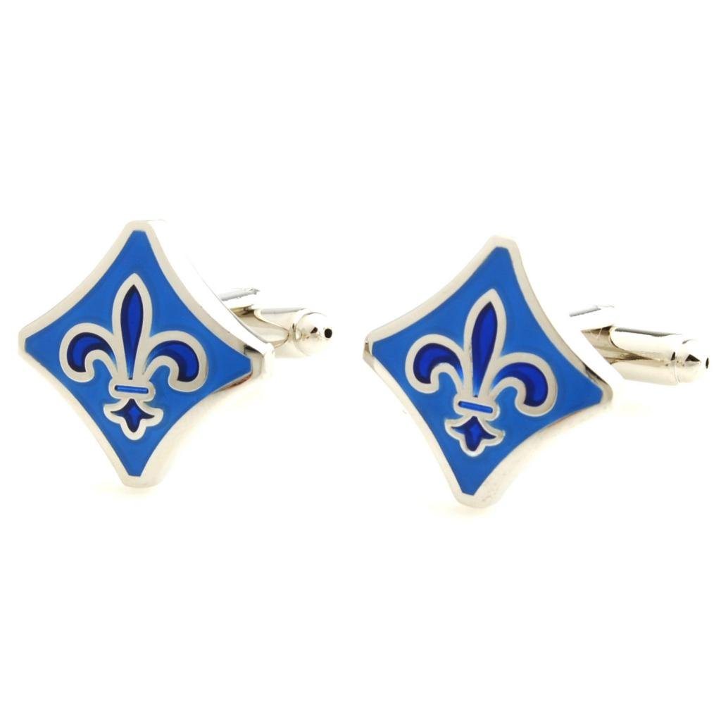 Smart Men's Blue Fleur De Lis Cufflinks - Elegant French-Inspired Dress Accessories for Weddings, Business & Formal Events