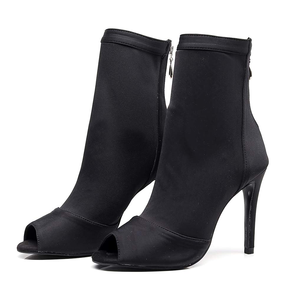SWDZM Women's Peep Toe Latin Dance Boots - Professional Ballroom Tango Salsa Dance Shoes with 3 Inch Heels for Women | Perfect for Dance Competitions, Performances & Practice
