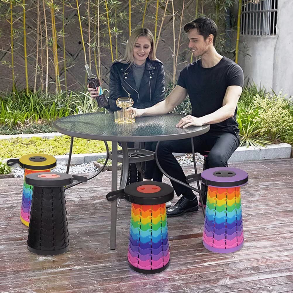 Heavy Duty Portable Telescoping Stool for Adults - 500lb Weight Capacity, Collapsible Plastic Folding Chair for Fishing, Hiking, Camping & Outdoor Travel - Compact Retractable Design for Easy Storage & Transport