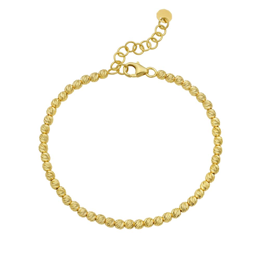 14K Gold 3mm Beaded Bracelet for Women - Elegant Minimalist Jewelry for Everyday Wear, Gifts & Special Occasions