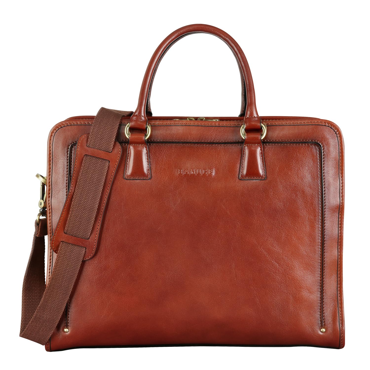 Vintage Italian Leather Briefcase for Women - 14 Inch Laptop Bag, Full Grain Genuine Leather Business Work Bag, Stylish Brown Handbag for Office, Travel & Professional Meetings