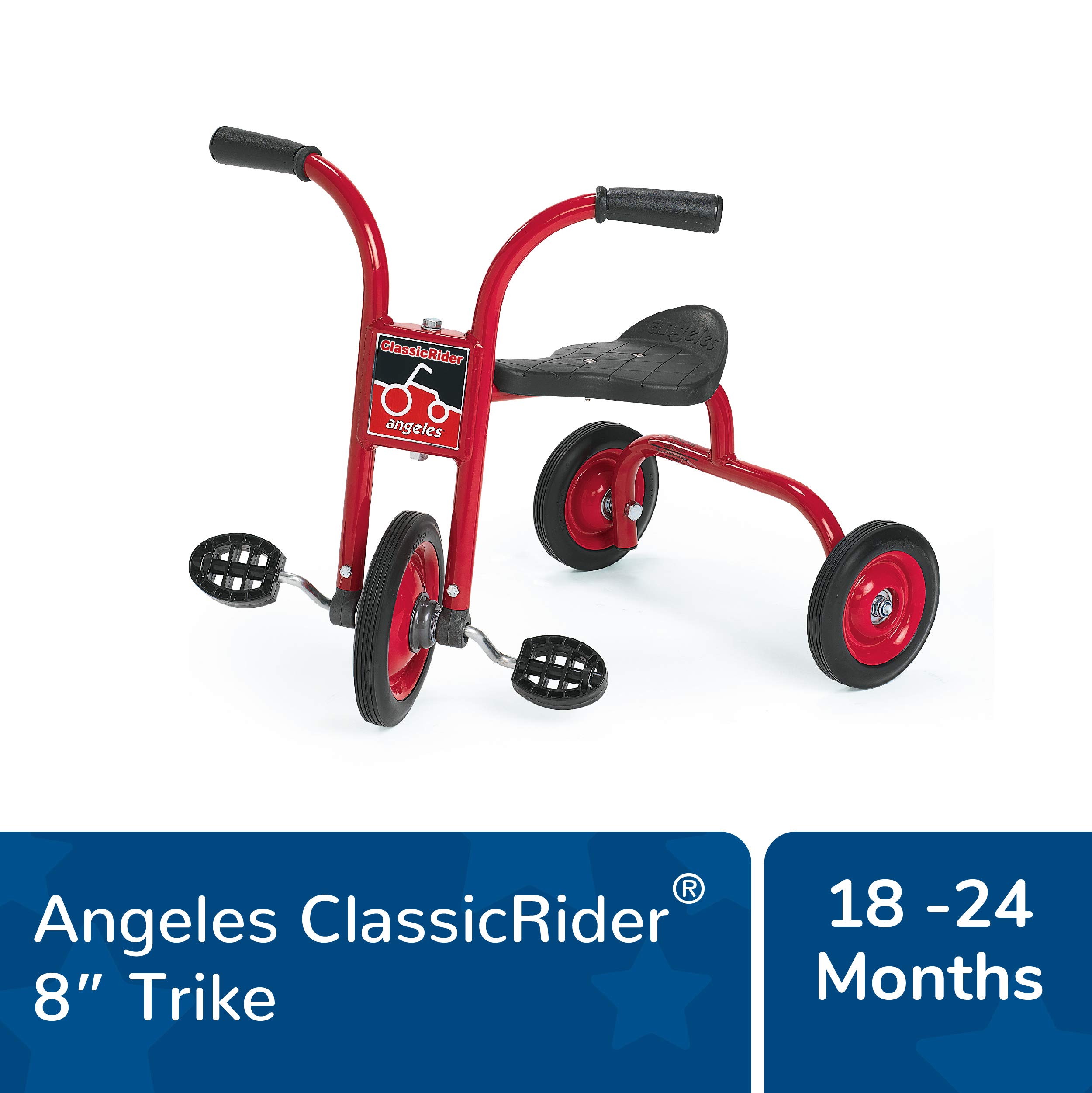 Children's Factory ClassicRider 8” Pedal Pusher Tricycle for Toddlers & Kids | 3-Wheel Ride-On Toy for Outdoor Play | Red & Black Toddler Trike for Backyard, Park & Playground Fun