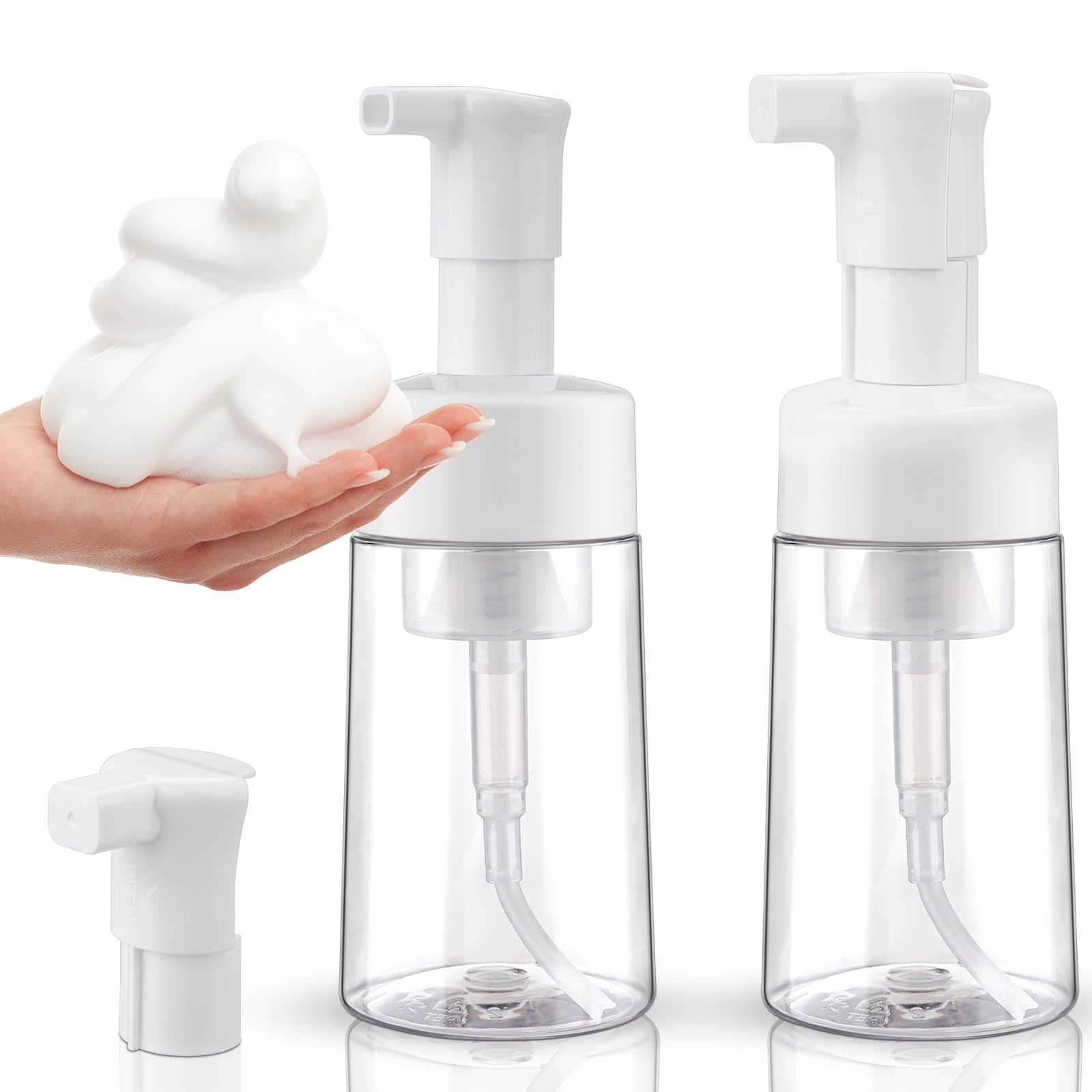 2 Pack 3.4 oz/100ml Clear Foam Pump Bottles - Travel Size Foaming Soap Dispenser & Lash Shampoo Bottles for Cleansers | Refillable Empty Containers | Perfect for Travel, Bathroom & Salon Use