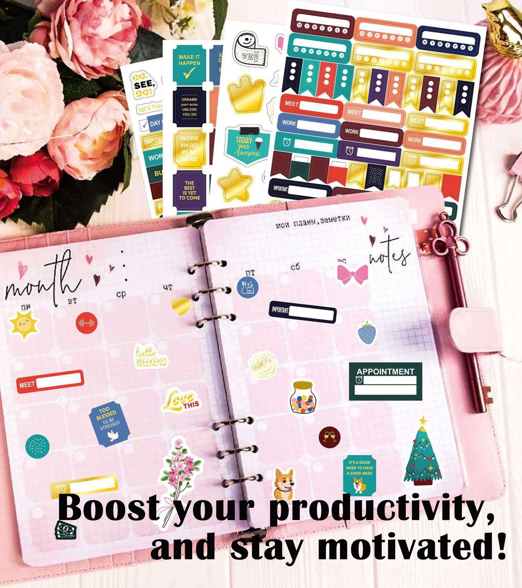 2025 Undated Daily Planner - A5 Monthly & Weekly Goal Setting Notebook for Teachers & Students - Black - Perfect for Classroom, Office & Personal Organization