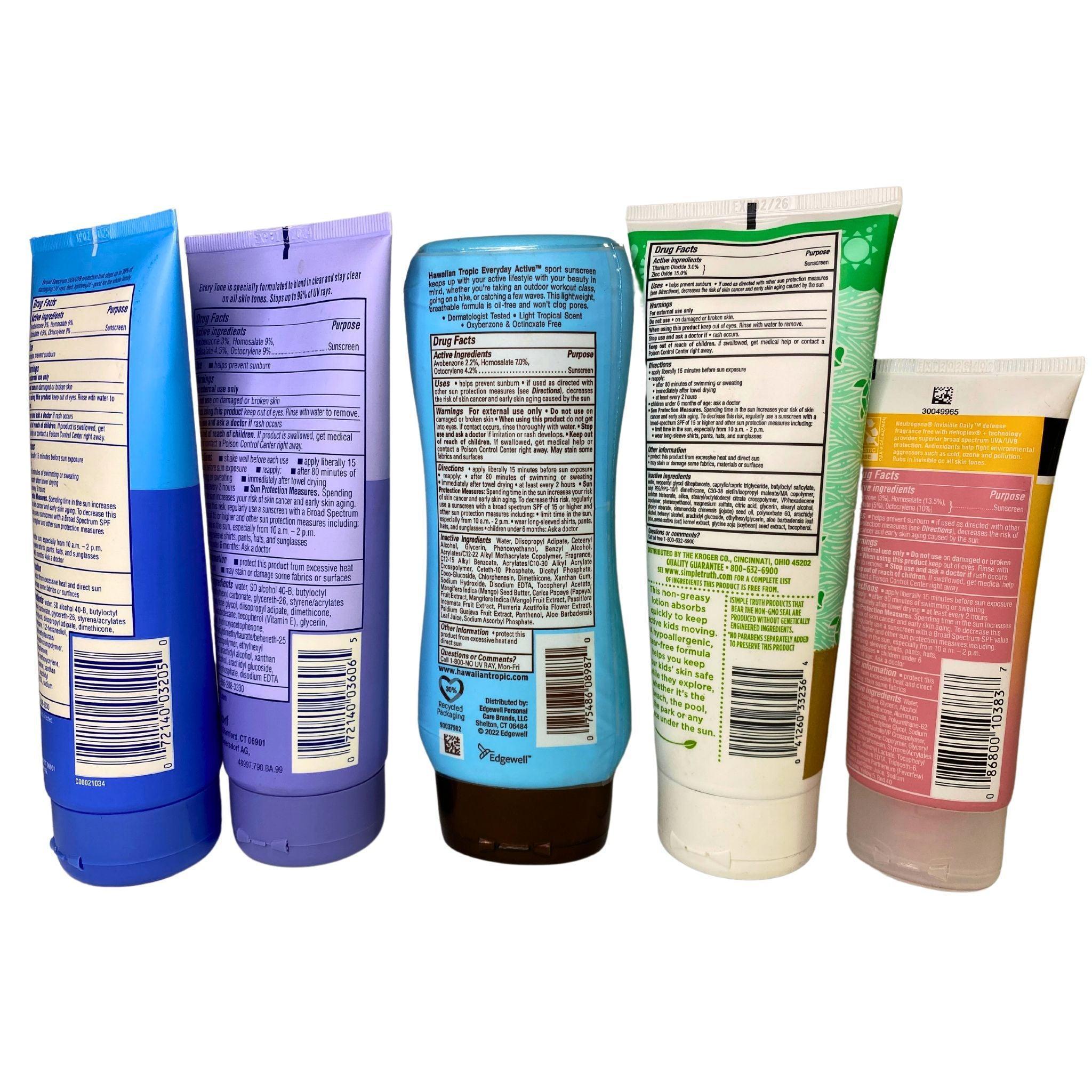 Neutrogena, Coppertone, Hawaiian Tropic & Simple Truth Sunscreen Lotion Mix - 36 Piece Variety Pack for Beach, Pool & Outdoor Activities
