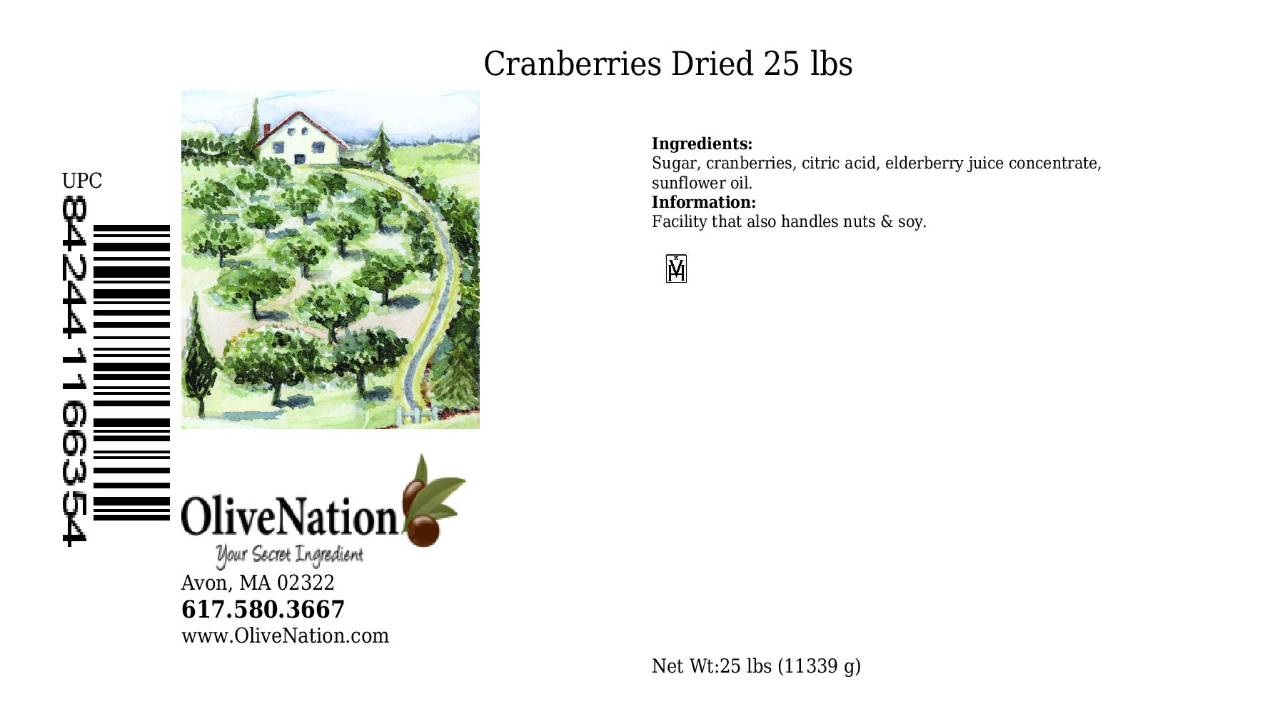 Organic Sweetened Sulfite-Free Dried Cranberries for Baking, Cooking, Snacks & Trail Mix - Non-GMO, Gluten Free, Vegan, Kosher Certified - 25 lbs Bulk Pack - Perfect for Granola, Yogurt Toppings & Healthy Desserts