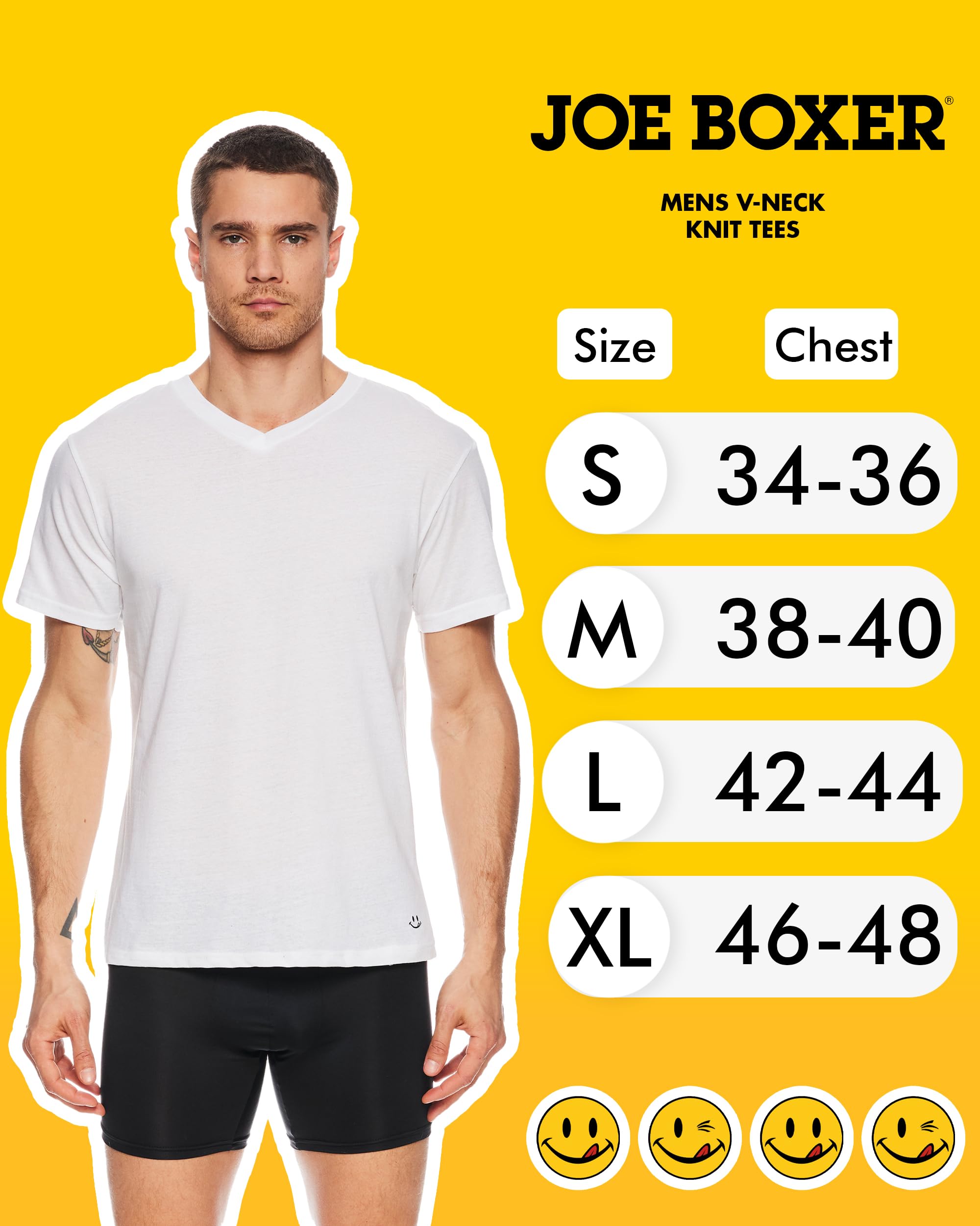 JOE BOXER Men's V-Neck Undershirts 4-Pack - Soft Plain T-Shirts for Casual Wear & Layering - Perfect for Everyday Comfort & Workout