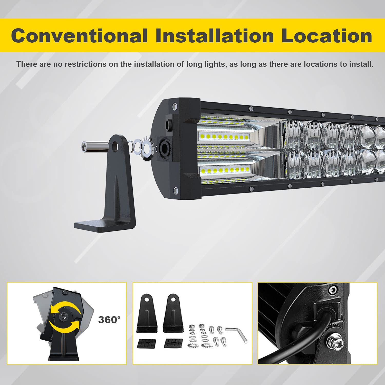 5D 52-Inch Curved LED Light Bar + 4-Inch White/Amber LED Pods - Offroad Strobe Fog Lights with Wiring Harness & Switch - Spot Flood Combo Beam for Trucks, Pickups, ATVs - Perfect for Night Driving, Off-Road Adventures & Emergency Lighting