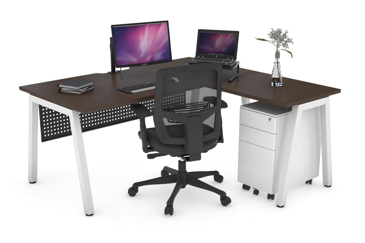 Quadro A Legs L-Shaped Corner Office Desk - 1800L x 1550W with Cable Management | Modern Home Office & Gaming Desk for Small Spaces