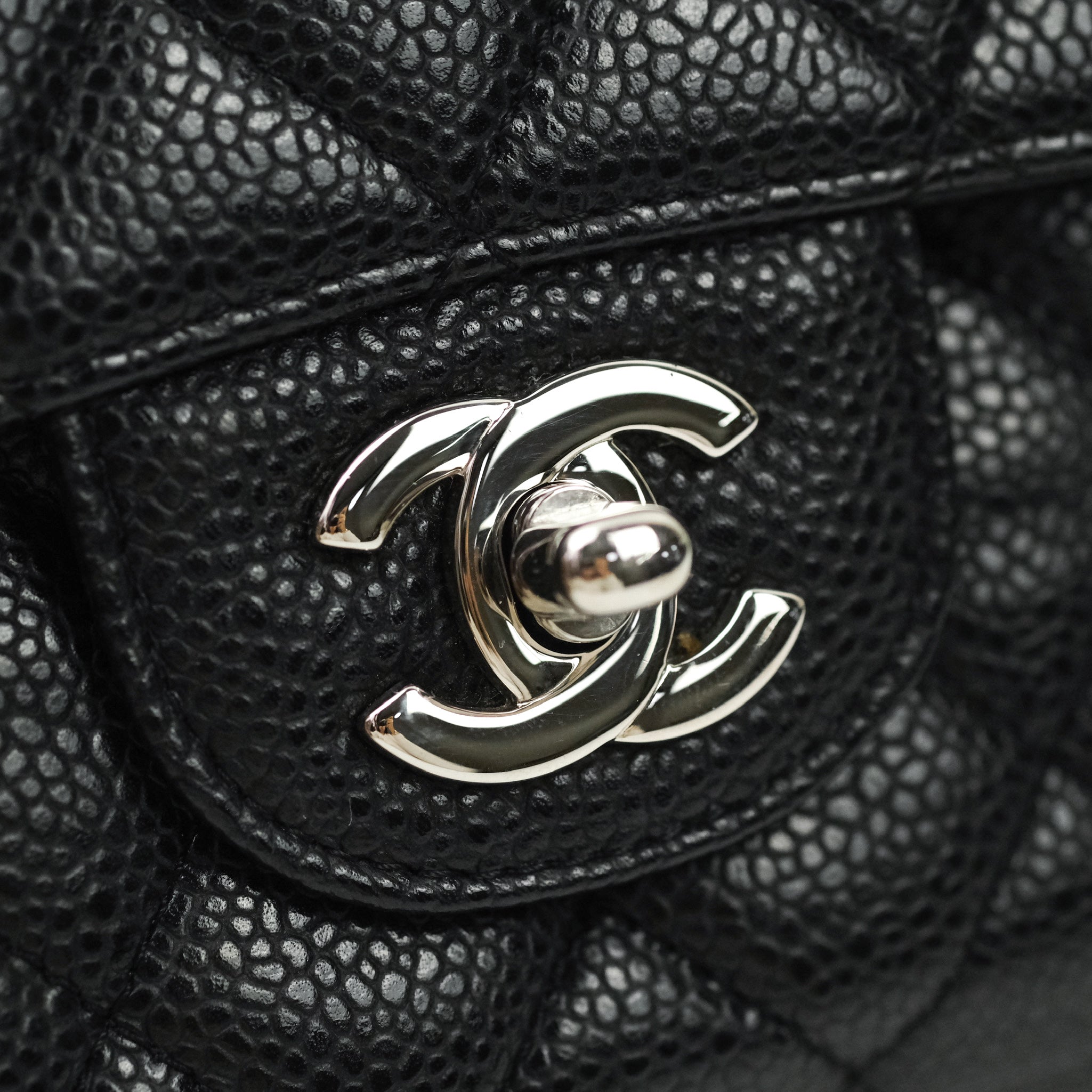 Chanel Classic Medium Double Flap Bag Black Caviar Leather with Silver Hardware - Luxury Designer Handbag for Women, Perfect for Work, Evening & Special Occasions