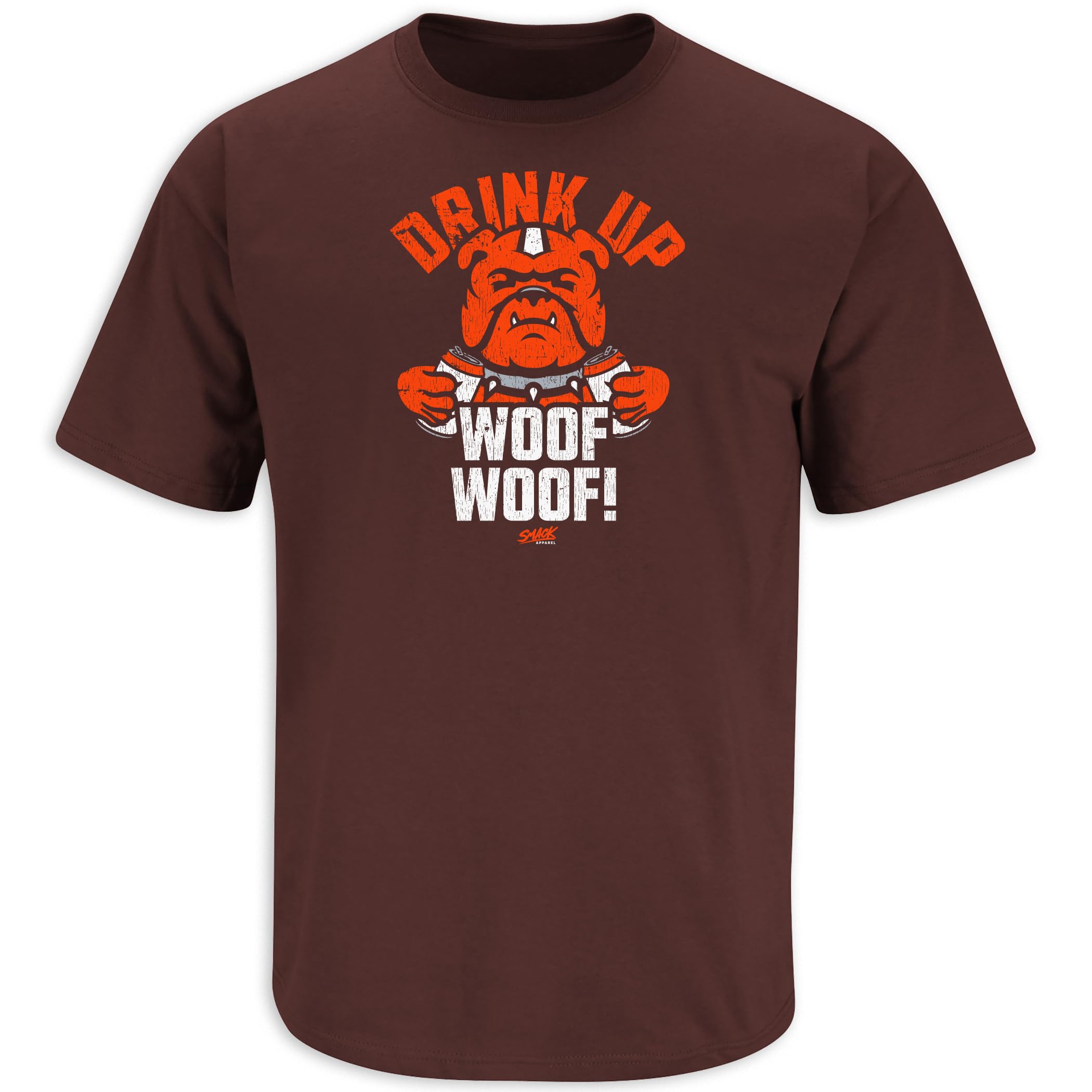 Cleveland Football Fans Brown T-Shirt - Smack Apparel Woof Woof Graphic Tee (S-5XL) | Perfect for Game Day, Tailgating & Showing Team Spirit