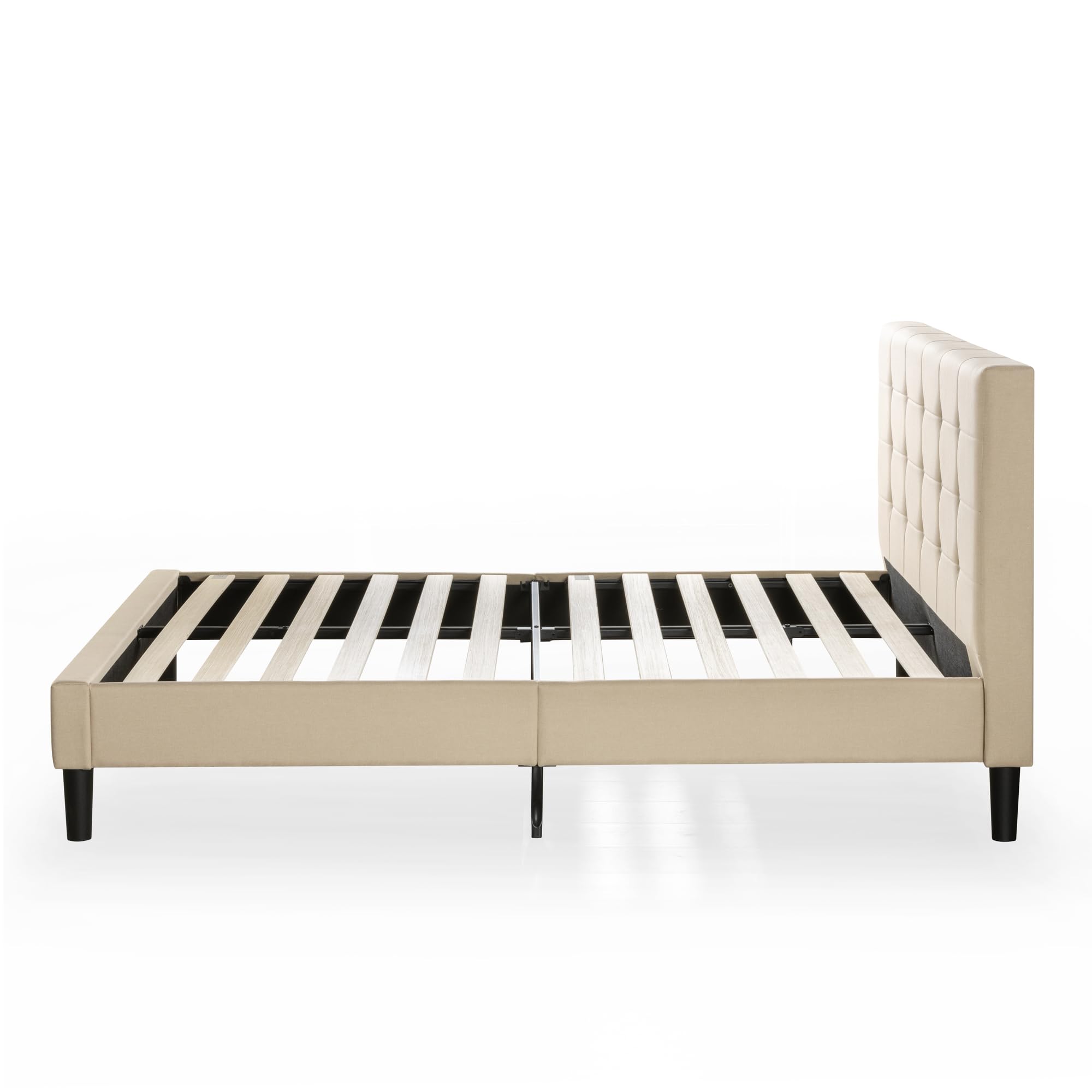ZINUS Ibidun Full Size Upholstered Platform Bed Frame with Wood Slat Support - No Box Spring Needed - Easy Assembly - Beige - Perfect for Modern Bedrooms, Guest Rooms & Small Spaces