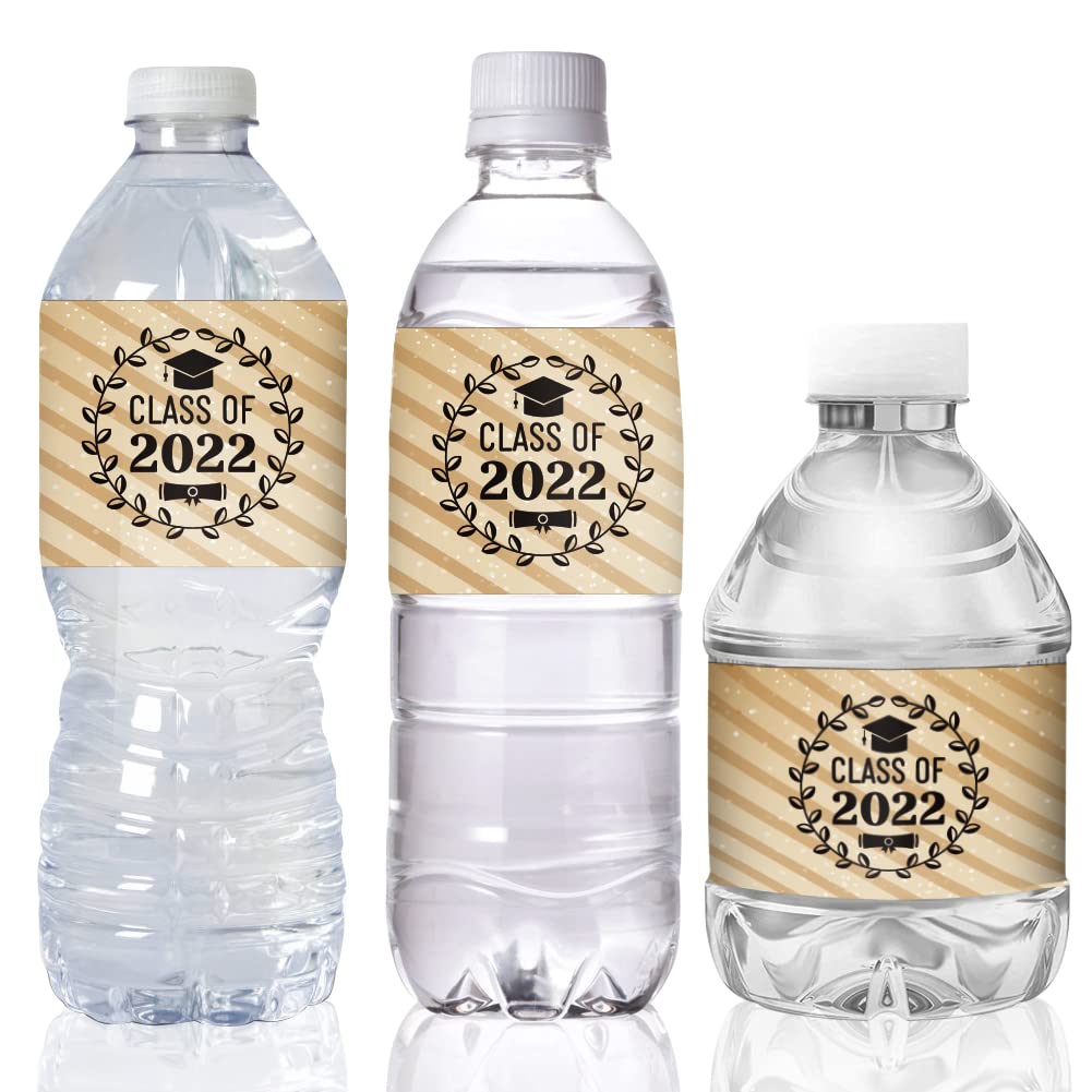 2022 Graduation Party Water Bottle Labels - 24pcs Waterproof Stickers for High School Graduation Favors, Class of 2022 Bottle Wrappers & Decals | Perfect for Graduation Party Decorations, Senior Celebrations & School Events