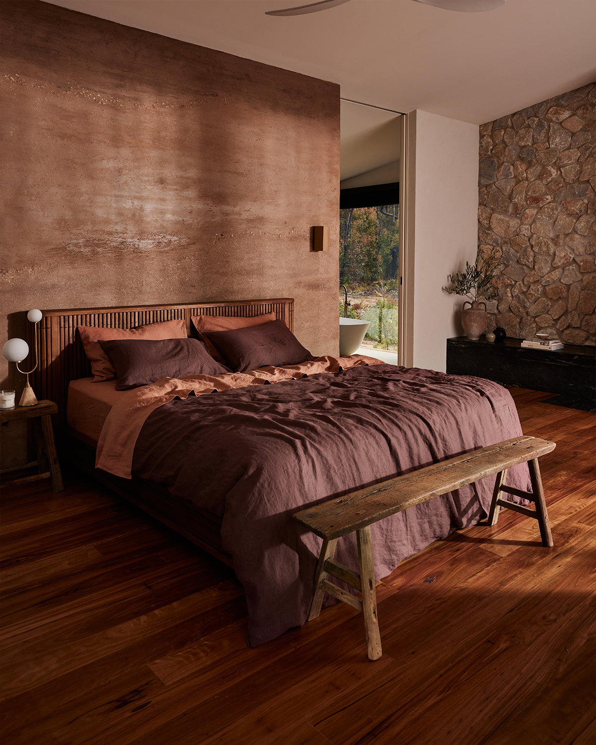 100% French Flax Linen Bedding Set - Organic Cacao Brown Luxury Sheets & Duvet Cover - Breathable Eco-Friendly Bed Linens for All Seasons - Perfect for Master Bedroom, Guest Room or Vacation Home