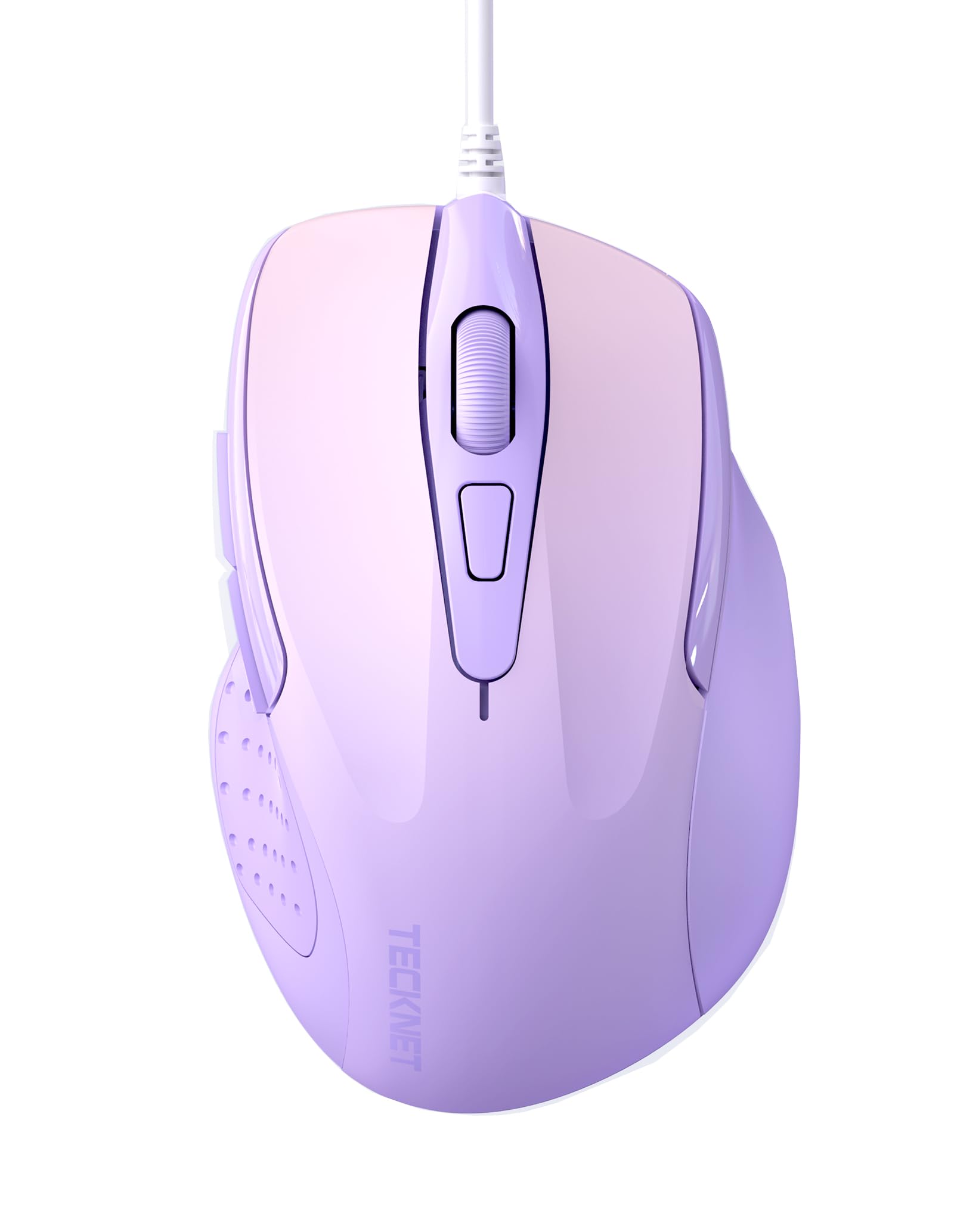 TECKNET USB Wired Mouse - 6-Button Ergonomic Optical Mouse with 4 Adjustable DPI (800/1200/1600/2400), 5FT Cord for Laptop, PC, Mac, Chromebook - Comfortable Computer Mouse for Office Work, Gaming & Home Use - Gradient Lavender