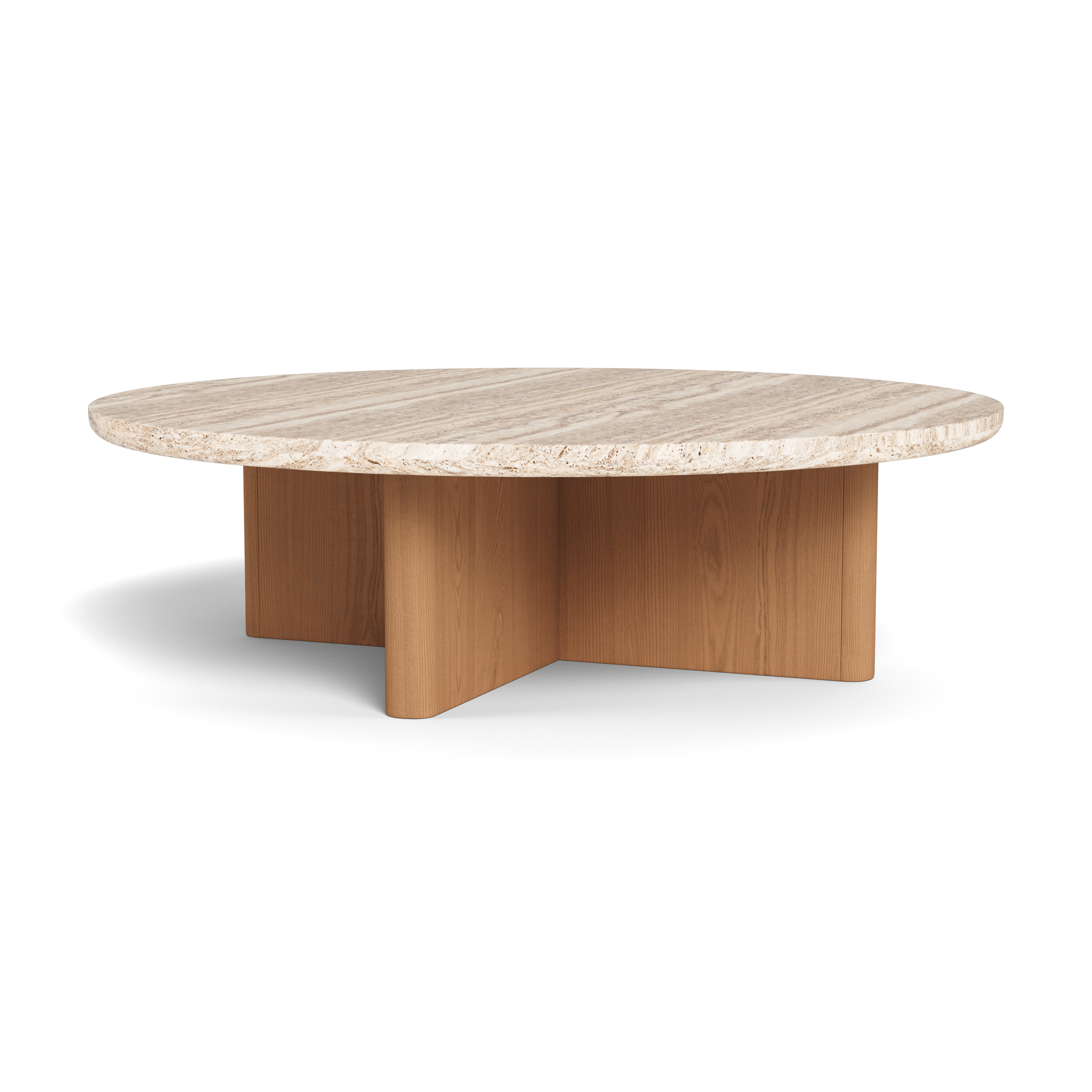 Victoria Teak Round Stone Coffee Table - Modern Outdoor Patio Furniture for Garden, Poolside & Backyard Decor