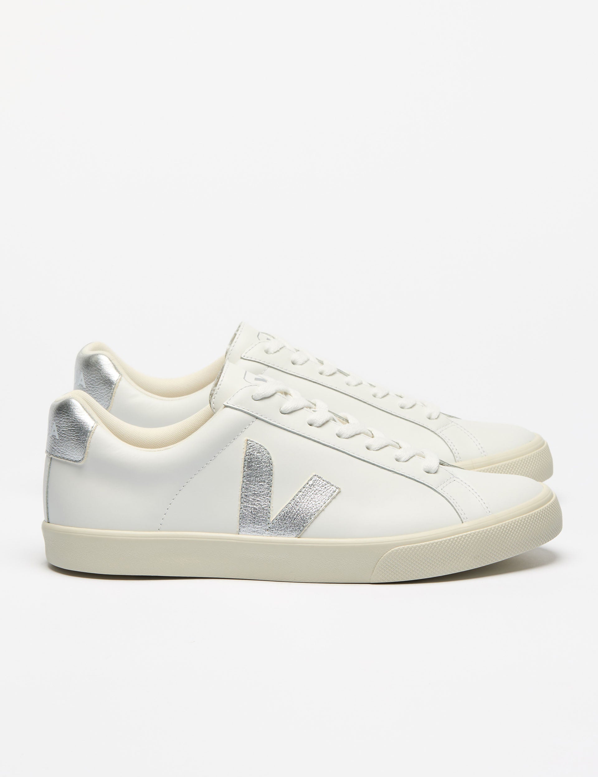 Esplar Genuine Leather Sneakers - White & Silver Colorway | Stylish & Comfortable for Casual Wear, Work & Everyday Outfits