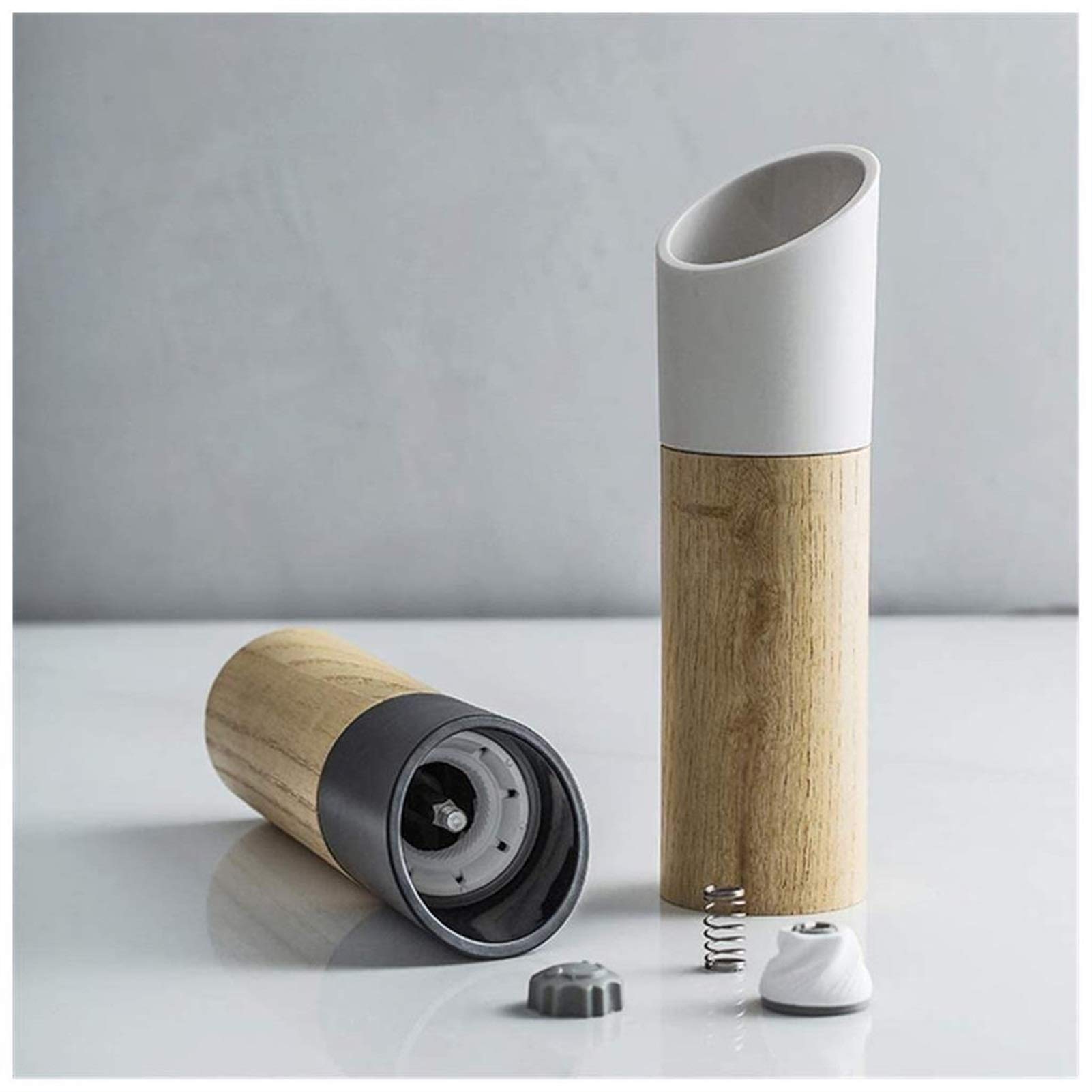 Premium Manual Pepper Grinder and Salt Shaker Set - Adjustable Ceramic Spice Mill for Freshly Ground Pepper & Salt - White Kitchen Cooking Tools for Gourmet Meals, BBQ, and Restaurant Use
