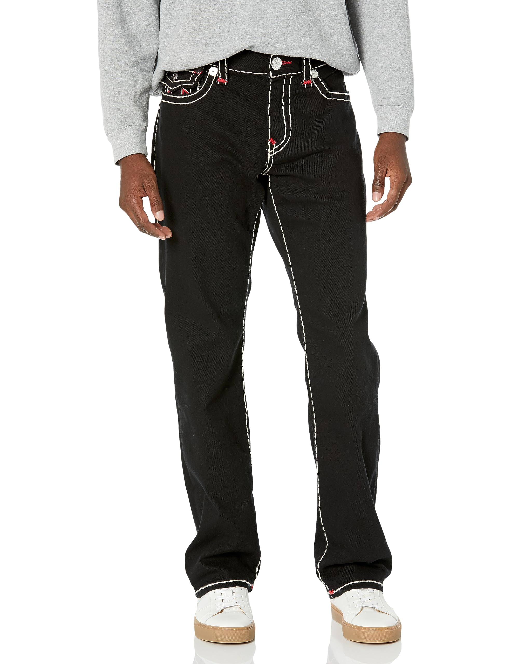True Religion Men's Ricky Double Raised Super T Flap Straight Jeans | Premium Denim Pants for Casual & Streetwear Style | Perfect for Everyday Wear, Night Out & Fashion Looks