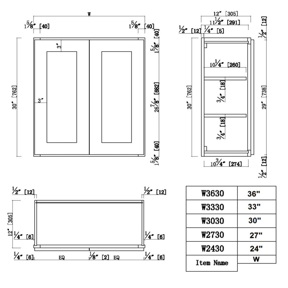 36-Inch Espresso Shaker Wall Cabinet for Kitchen Storage