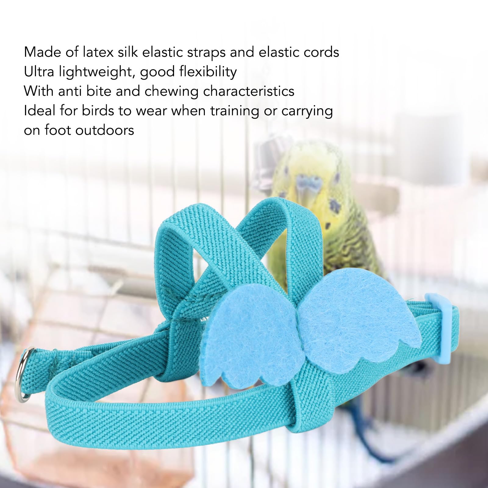 Adjustable Nylon Parrot Harness Leash - Anti-Bite Flying Training Rope for Parakeets, Cockatiels & Conures | Outdoor Pet Safety Lead | Bird Flight Suit with Leash (Small, Blue) - Perfect for Training, Outdoor Adventures & Vet Visits