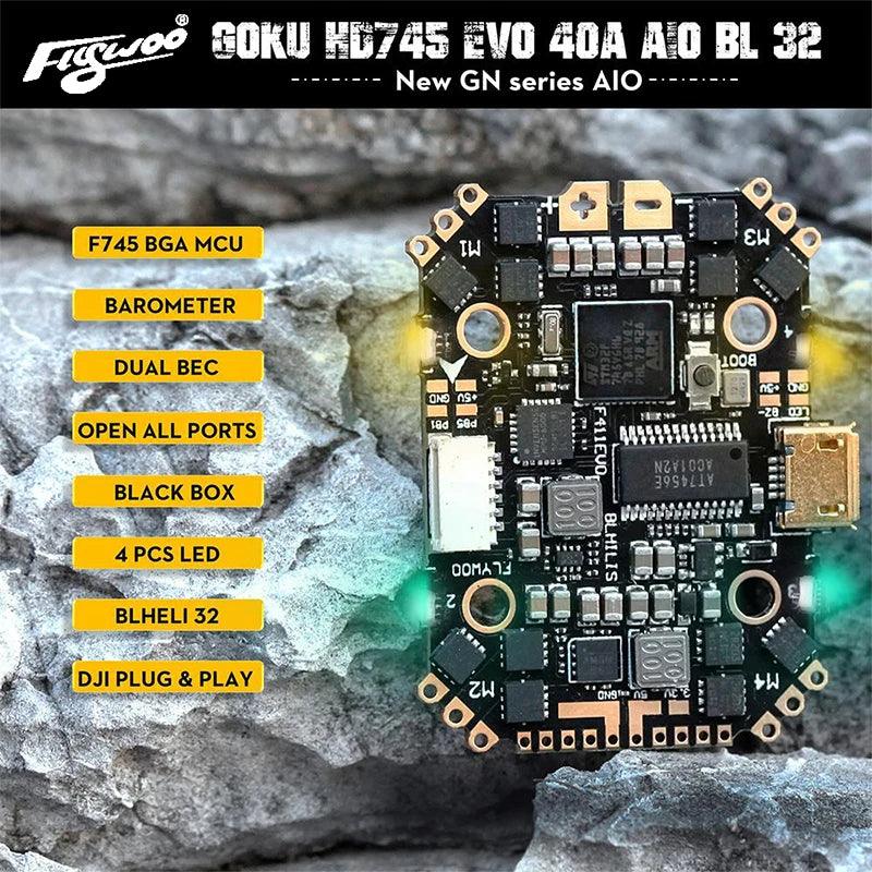 Flywoo GOKU HD 745 EVO 20x20 40A AIO BLHeli32 Flight Controller with MPU6000 Gyro - Perfect for FPV Drone Racing and Freestyle Flying