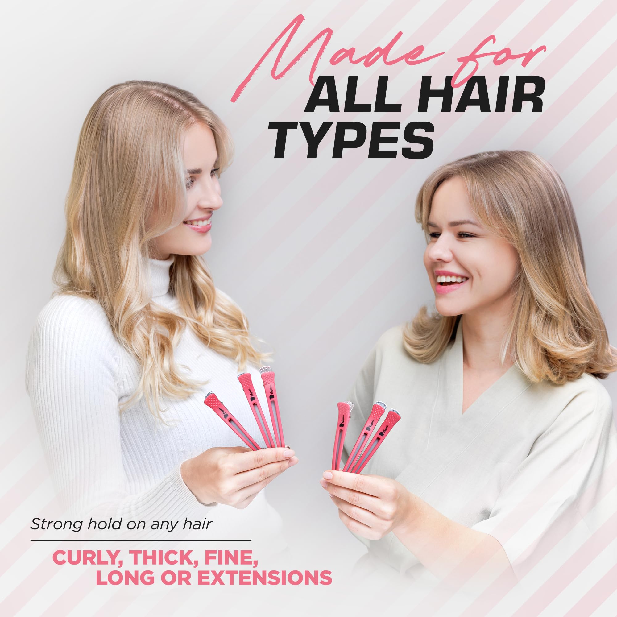 Firm Grip Hair Clips with Silicone Band - Duckbill Alligator Clips for Long Hair Styling, Sectioning & Salon Use - Perfect for Hairdressers, DIY Styling & Home Hair Care