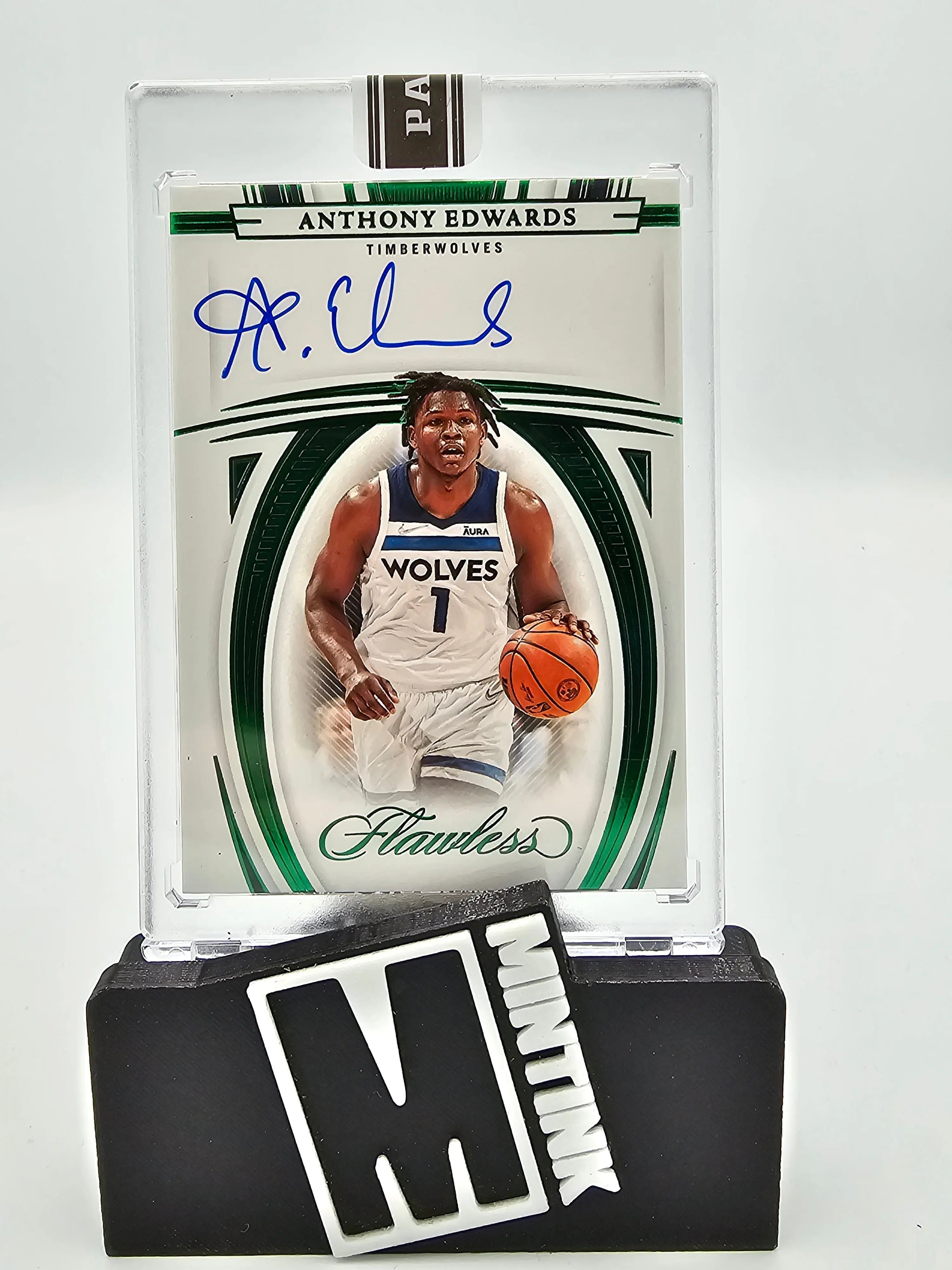 2021-22 Panini Flawless Anthony Edwards Emerald Black Box Auto 1/1 #FA ANT Rookie Card - NBA Basketball Collectible for Display & Investment